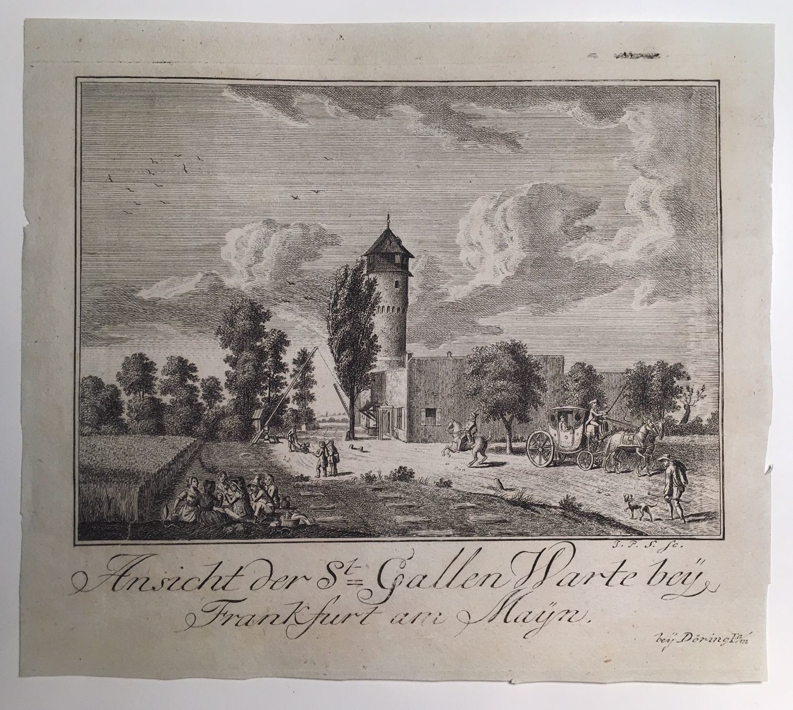 Ansicht der St. Gallen Warte bey Frankfurt am Mayn, 1790 (Taunus-Rhein-Main - Regionalgeschichtliche Sammlung Dr. Stefan Naas CC BY-NC-SA)