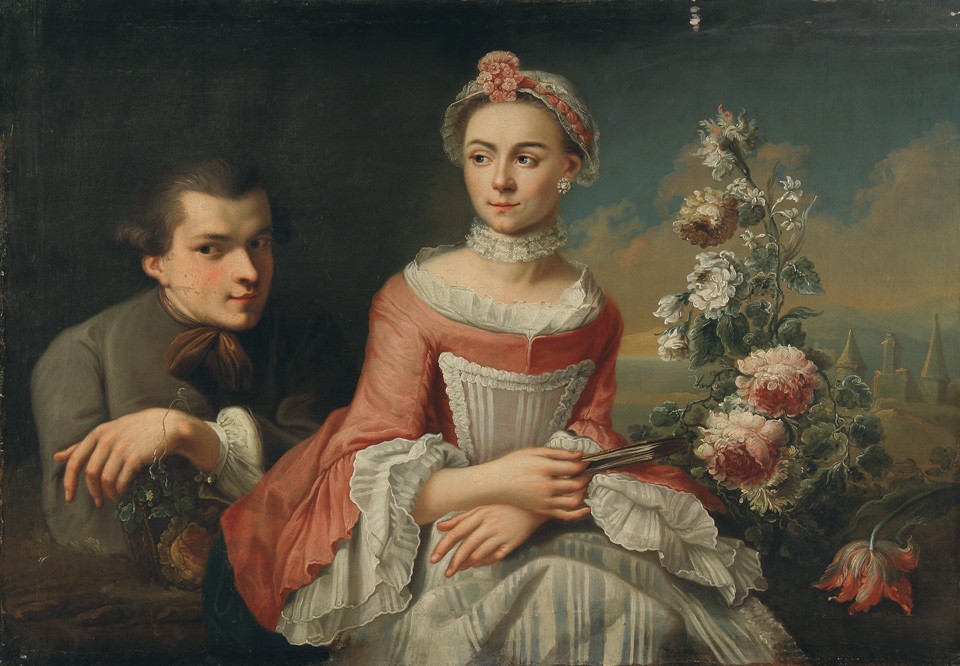 Ein Mädchen und ein junger Mann vor einer Landschaft (Freies Deutsches Hochstift / Frankfurter Goethe-Museum RR-F)