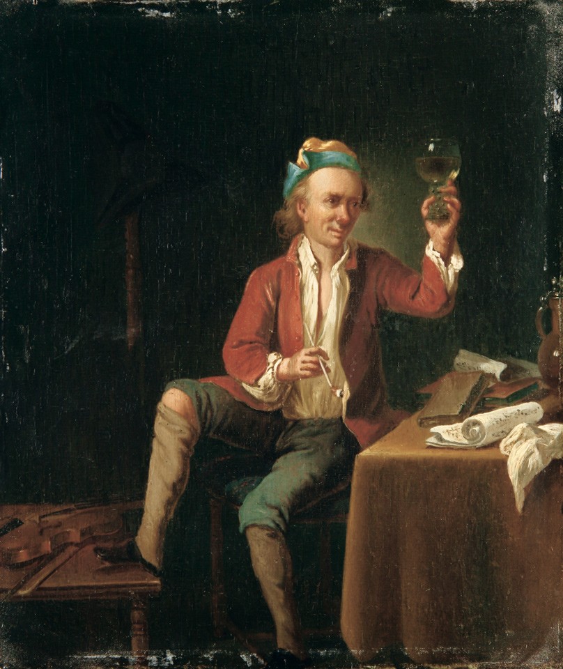 Ein Mann beim Rauchen und Trinken (Freies Deutsches Hochstift / Frankfurter Goethe-Museum RR-F)