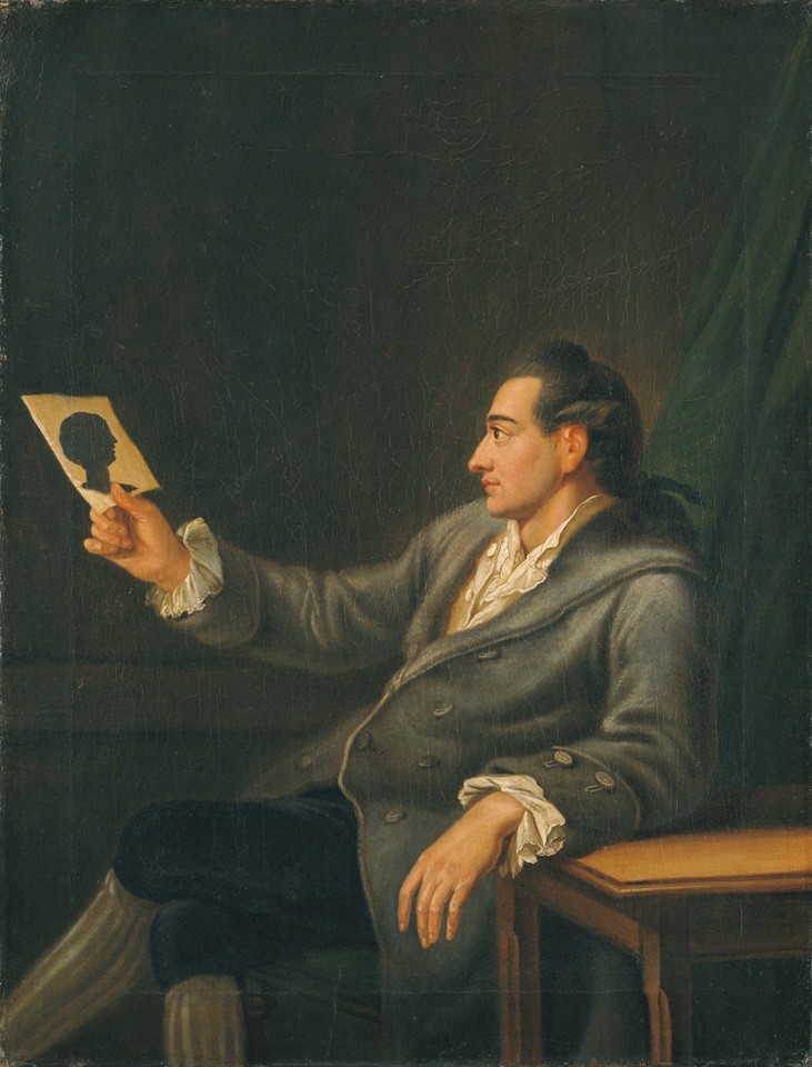Johann Wolfgang Goethe mit einer Silhouette (Freies Deutsches Hochstift / Frankfurter Goethe-Museum RR-F)