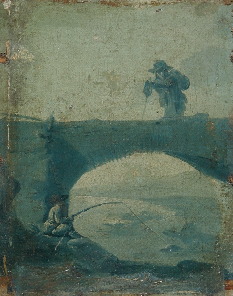 Landschaft mit zwei Anglern auf einer Brücke (Fragment) (Freies Deutsches Hochstift / Frankfurter Goethe-Museum RR-F)