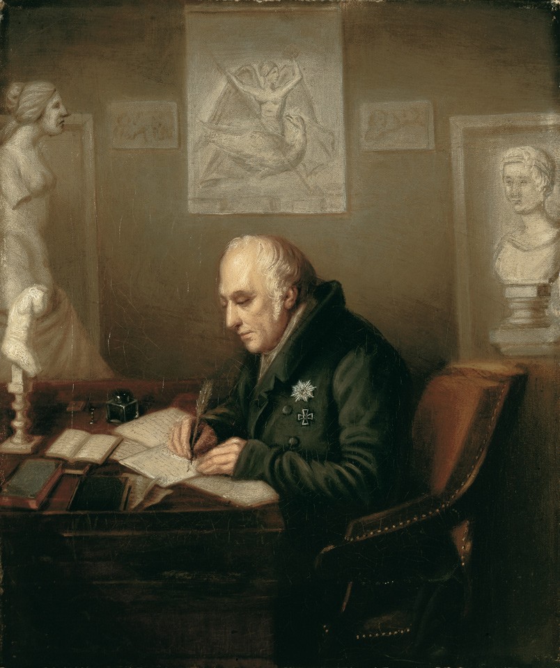 Wilhelm von Humboldt in seinem Arbeitszimmer auf Schloß Tegel (Freies Deutsches Hochstift / Frankfurter Goethe-Museum RR-F)