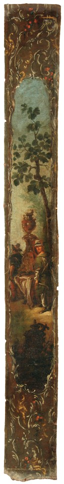 Zwei Diener tragen einen Brunnen mit Vasenaufsatz (Freies Deutsches Hochstift / Frankfurter Goethe-Museum RR-F)