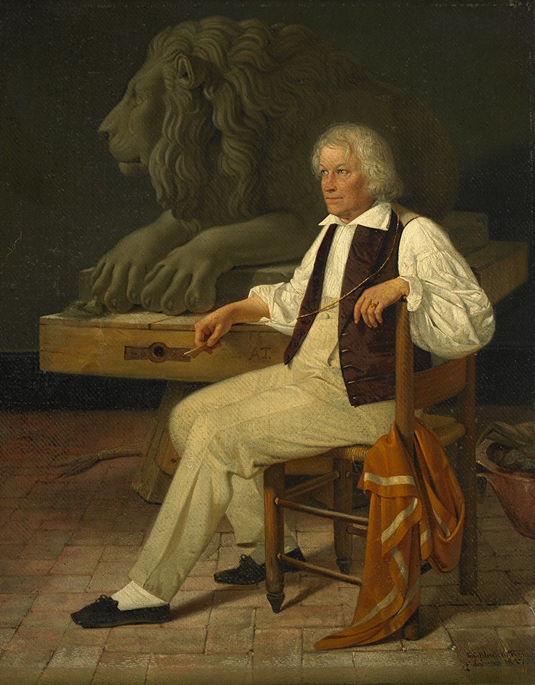 Bertel Thorvaldsen in seinem römischen Atelier (Freies Deutsches Hochstift / Frankfurter Goethe-Museum CC BY-NC-SA)