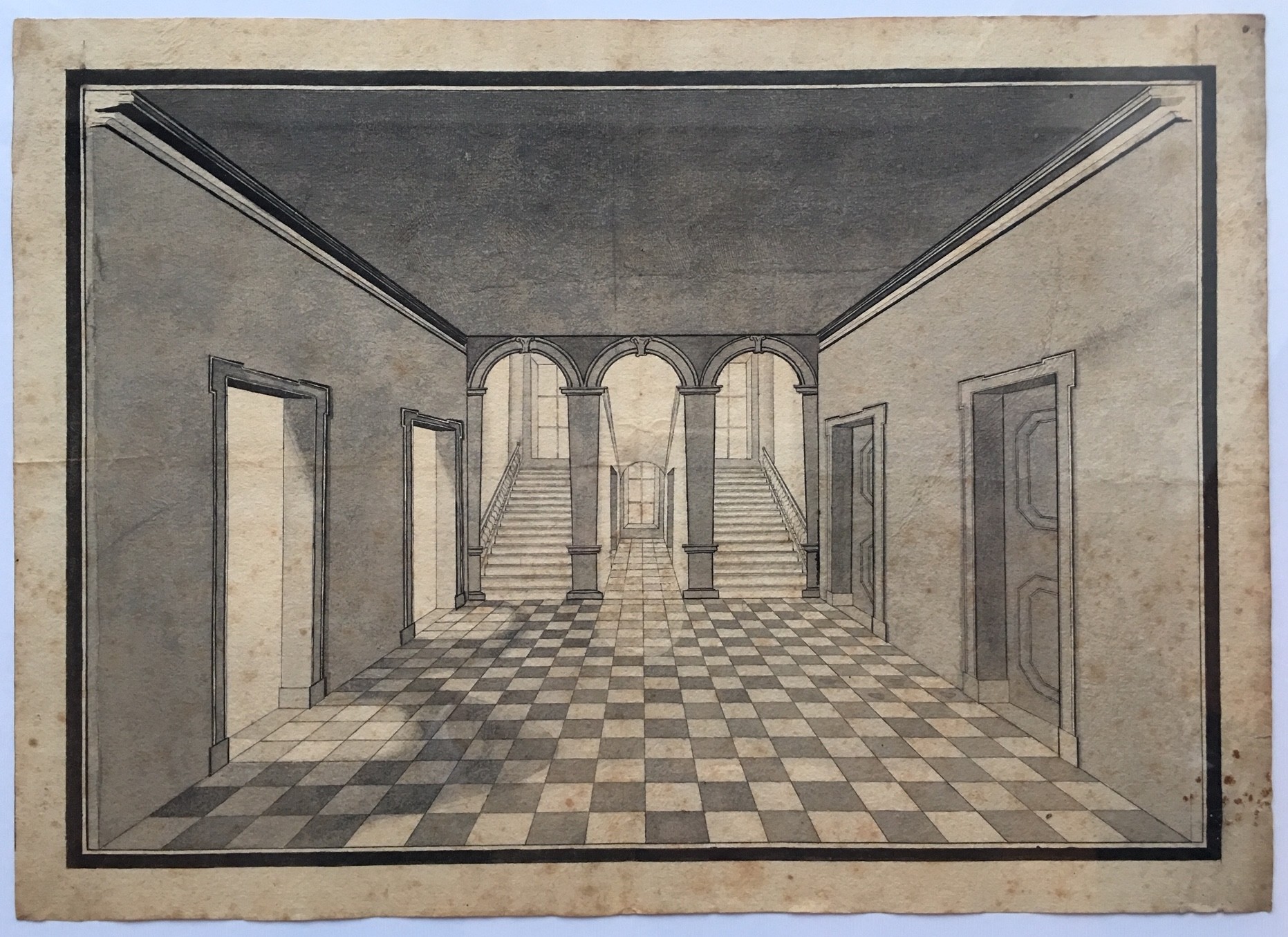 Projektirtes Entrée im Herrenhaus zu Nieder-Erlenbach, um 1740 (Regionalgeschichtliche Sammlung Dr. Stefan Naas CC BY-NC-SA)