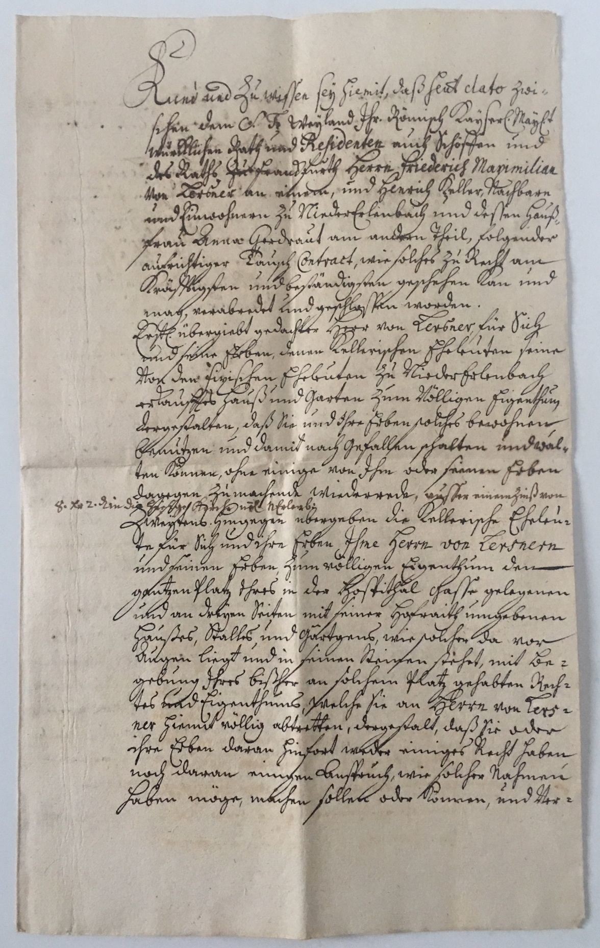 Tauschvertrag von Gütern zwischen F.M. Lersner und dem Ehepaar Keller, 22. Juni 1745 (Taunus-Rhein-Main - Regionalgeschichtliche Sammlung Dr. Stefan Naas CC BY-NC-SA)