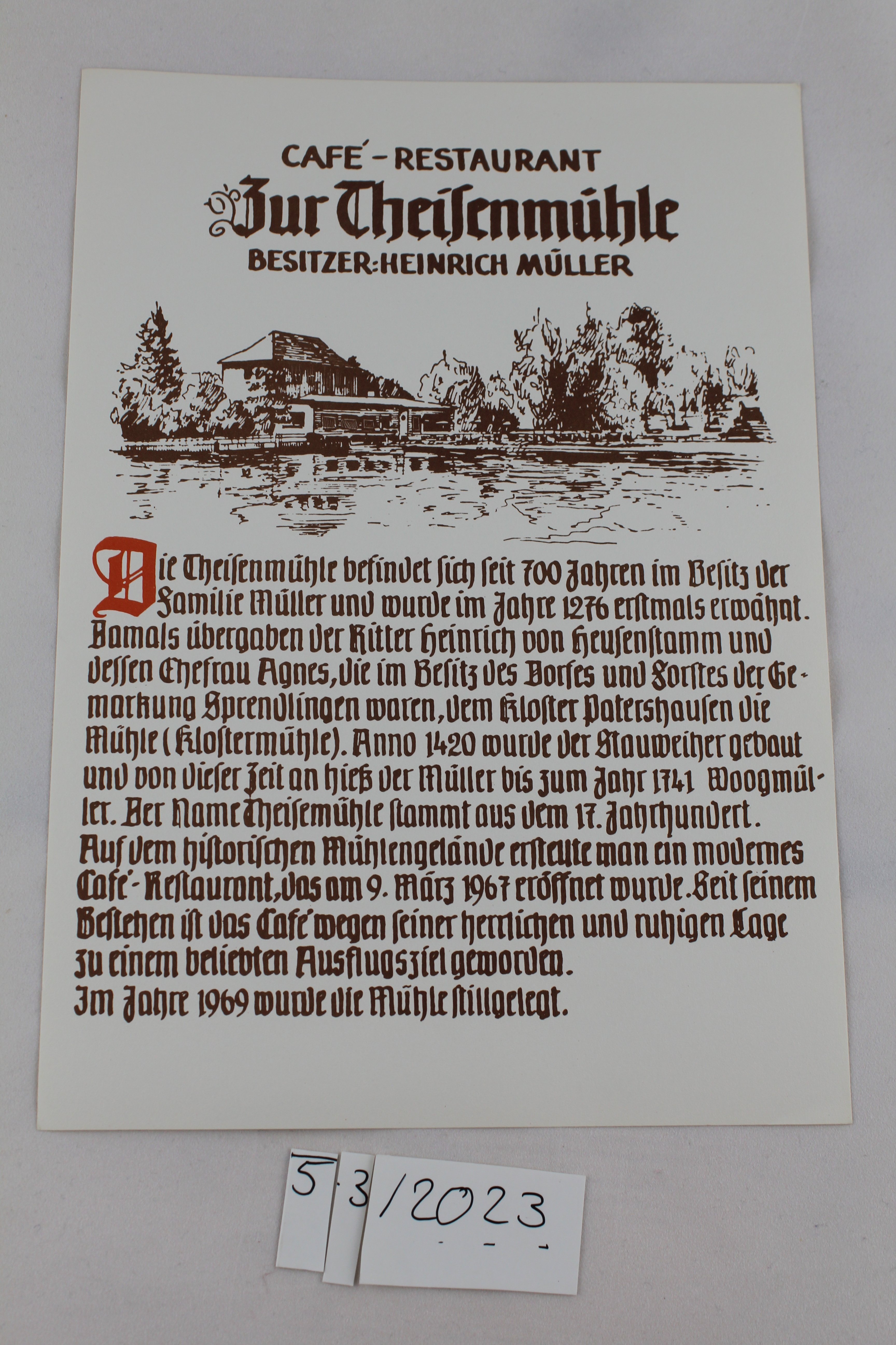 Klapptext Theißenmühle (Dreieich-Museum CC BY-NC-SA)
