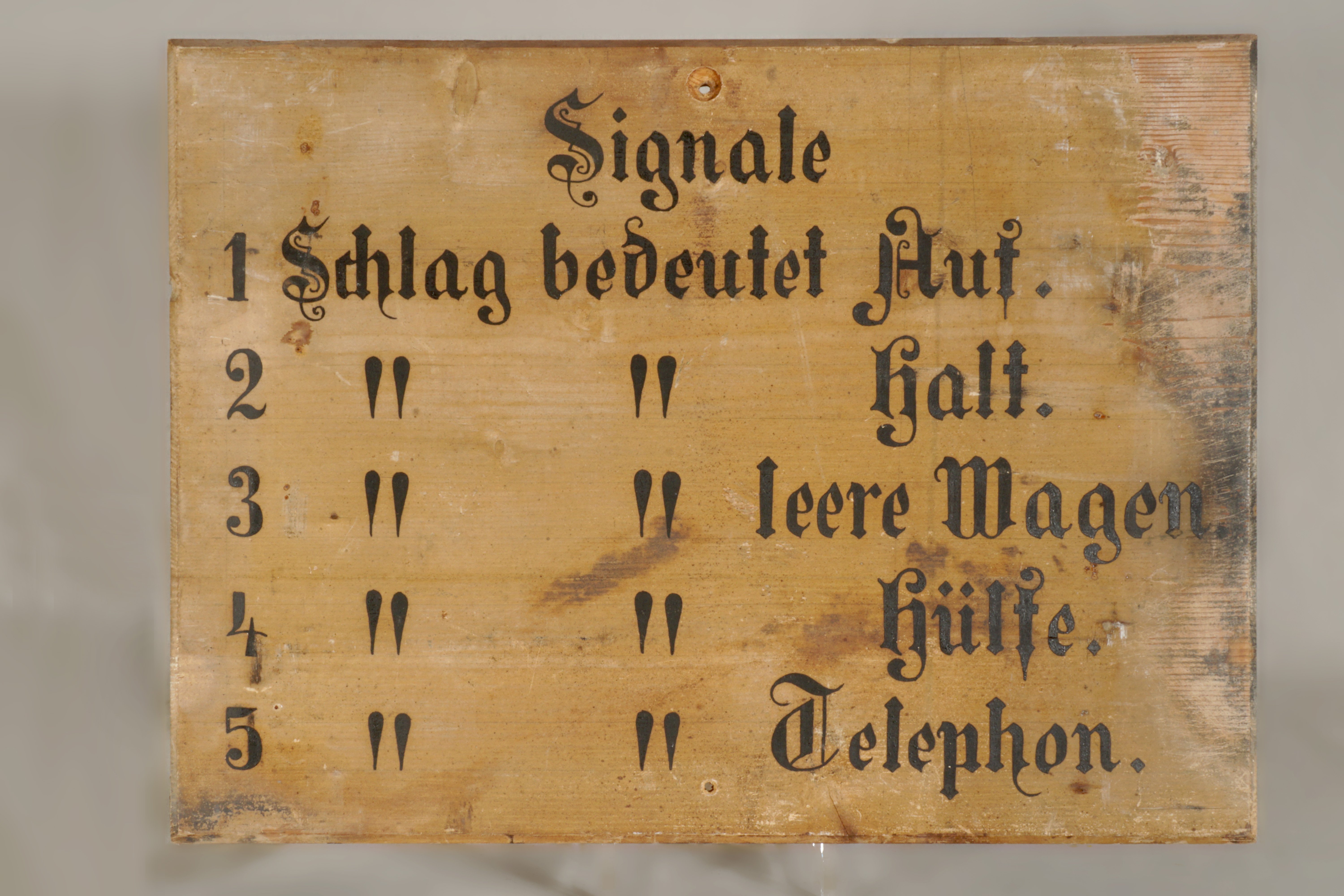 Signaltafel für Seilbahnbetrieb (Werra-Kalibergbau-Museum, Heringen/W. CC BY-NC-SA)