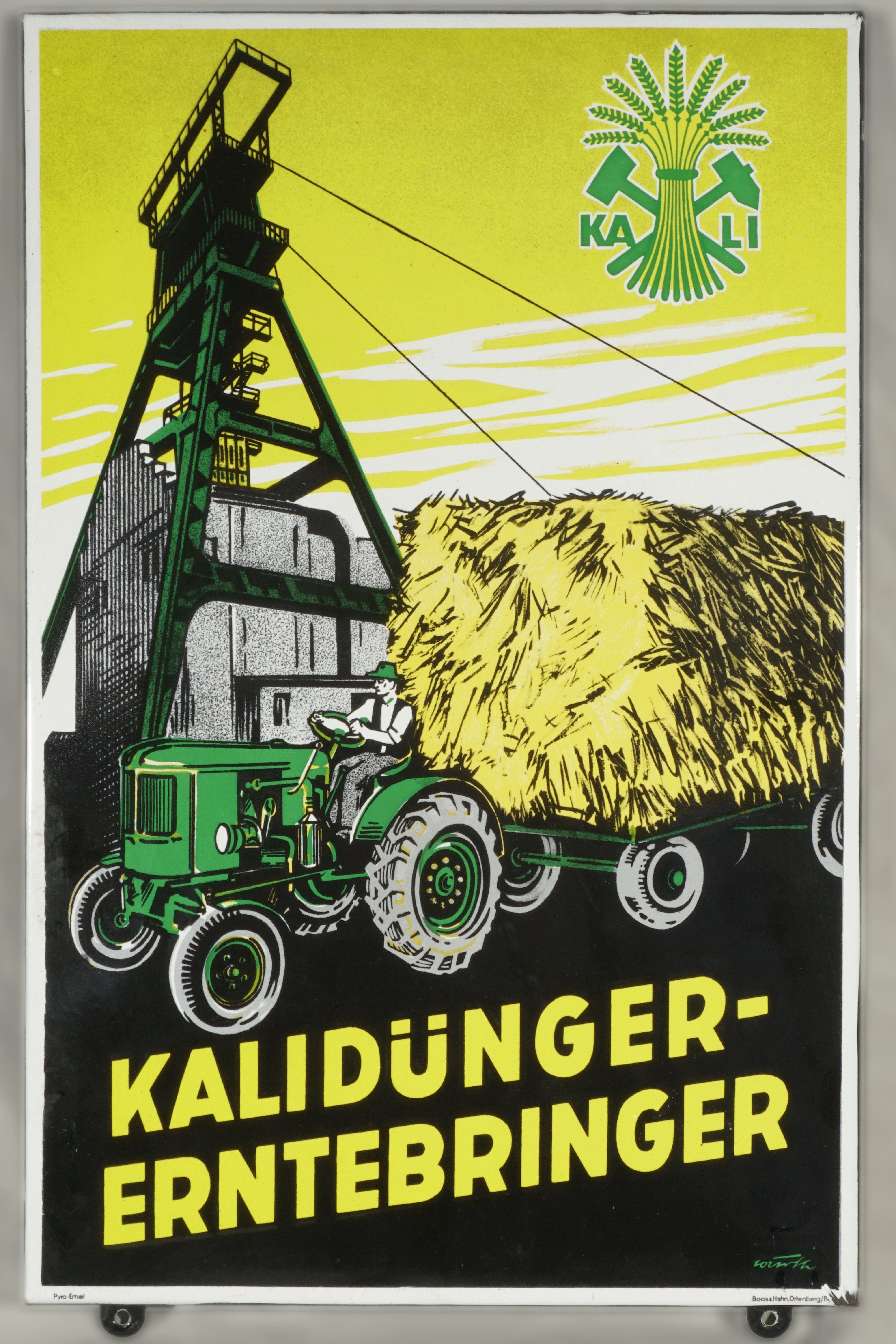 Emailleschild 'Kalidünger-Erntebringer' (Werra-Kalibergbau-Museum, Heringen/W. CC BY-NC-SA)