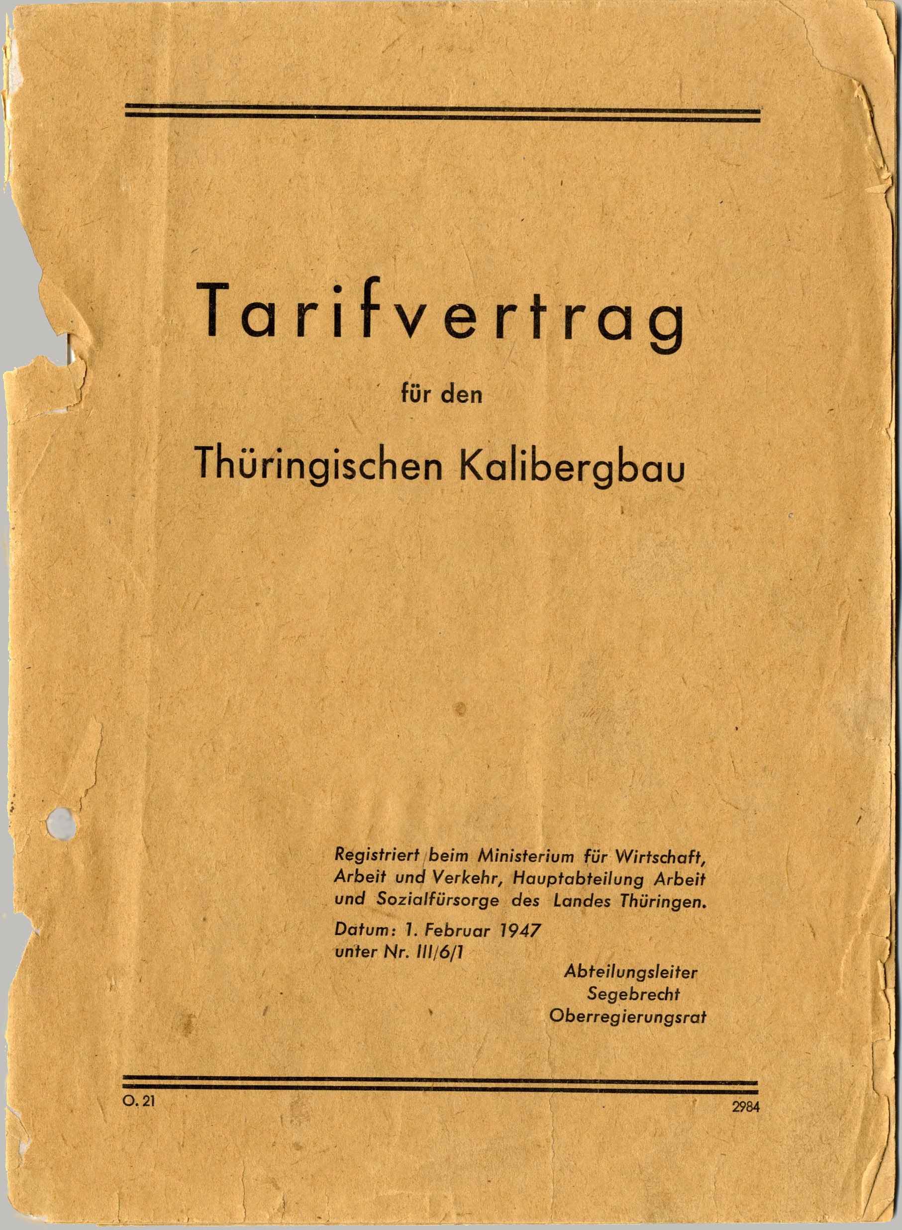 Tarifvertrag für den Thüringischen Kalibergbau (Werra-Kalibergbau-Museum, Heringen/W. CC BY-NC-SA)