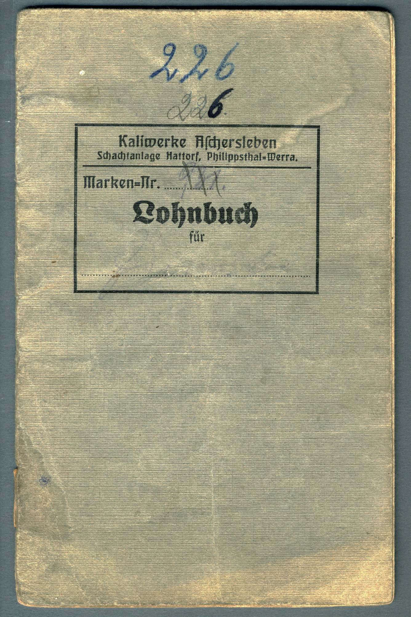 Lohnbuch der Kaliwerke Hattorf (Werra-Kalibergbau-Museum, Heringen/W. CC BY-NC-SA)