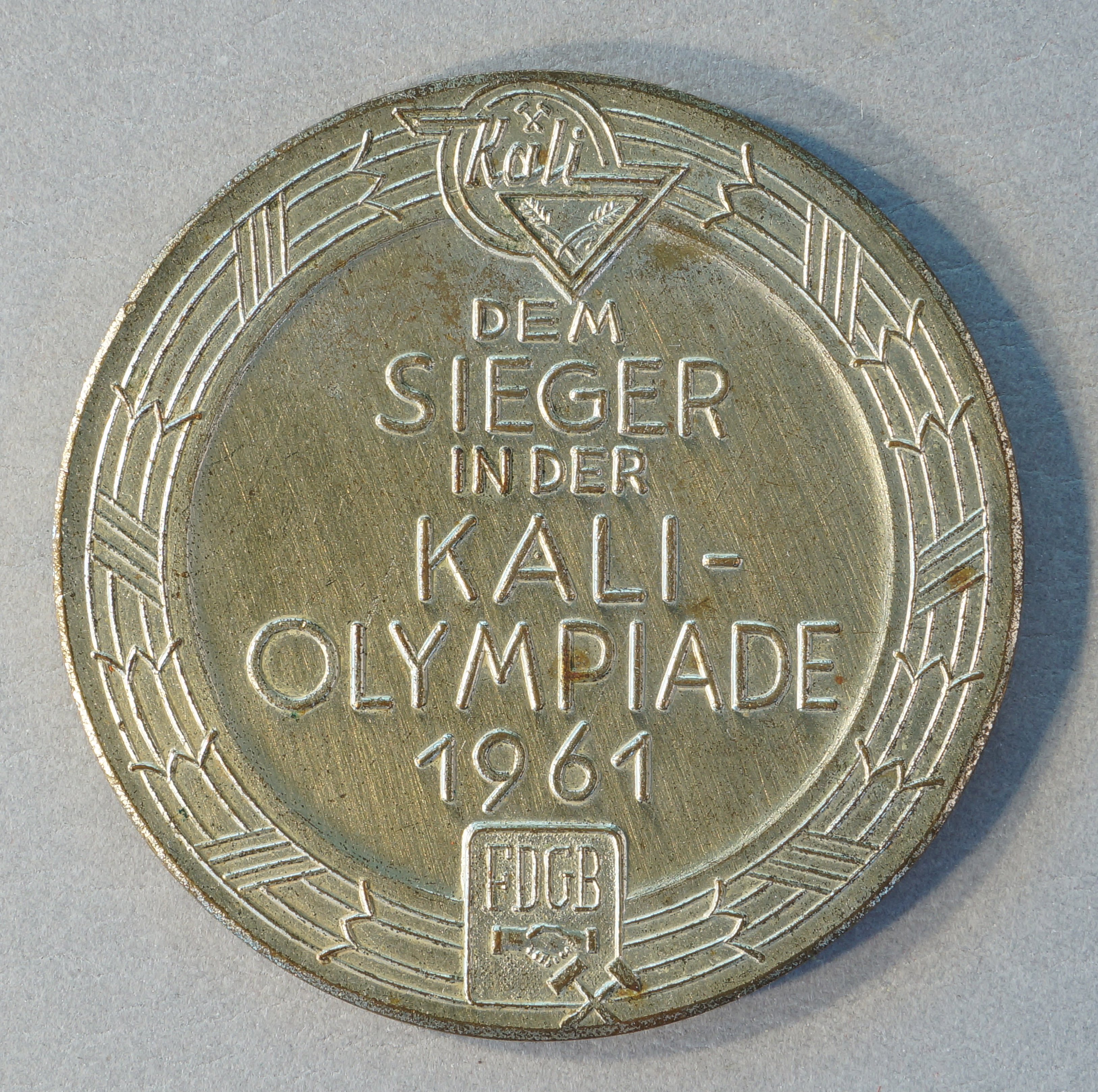 Medaille "Dem Sieger in der Kali-Olympiade 1961" (Werra-Kalibergbau-Museum, Heringen/W. CC BY-NC-SA)
