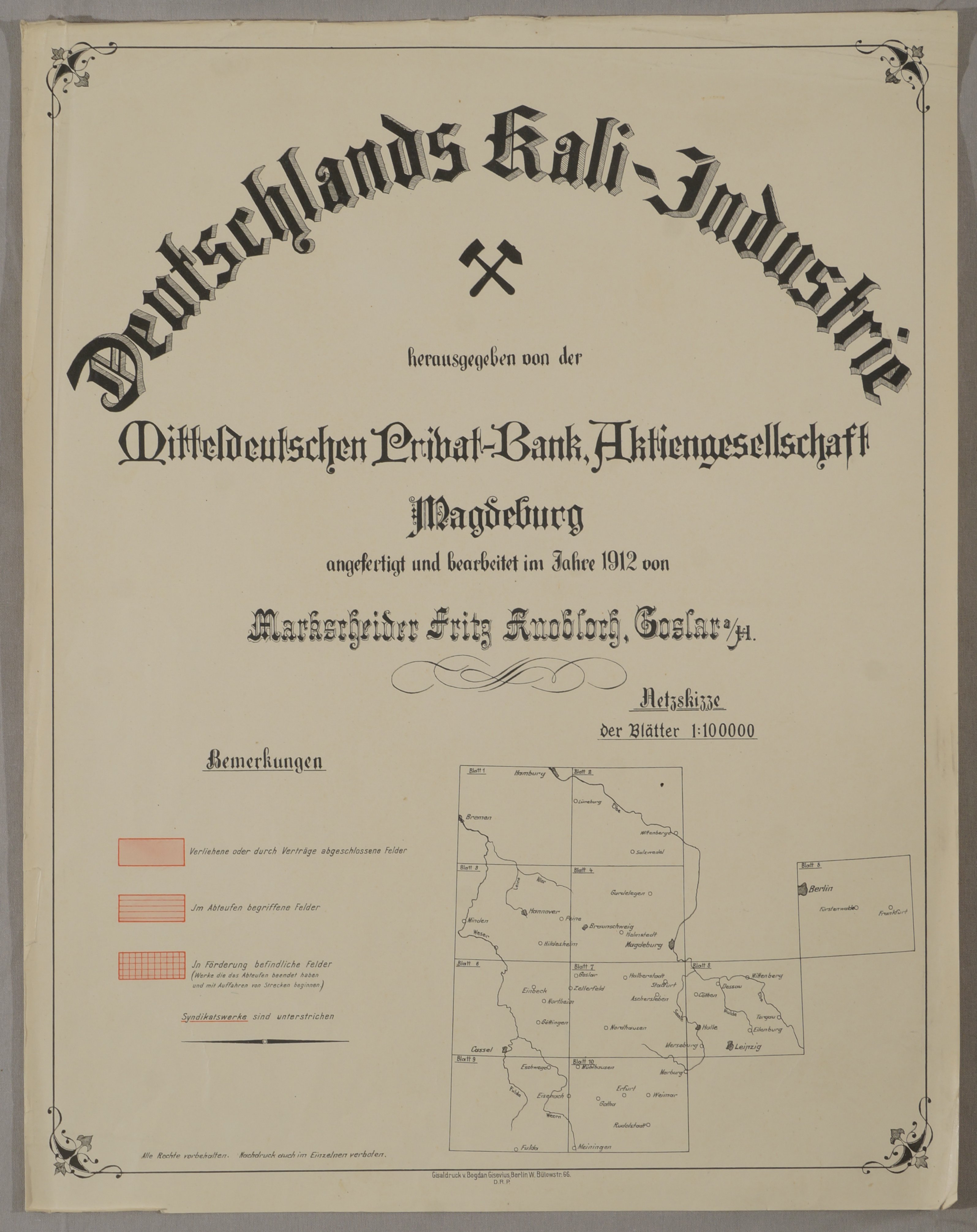 Übersichtskarte "Deutschlands Kaliindustrie" 1912 (Werra-Kalibergbau-Museum, Heringen/W. CC BY-NC-SA)