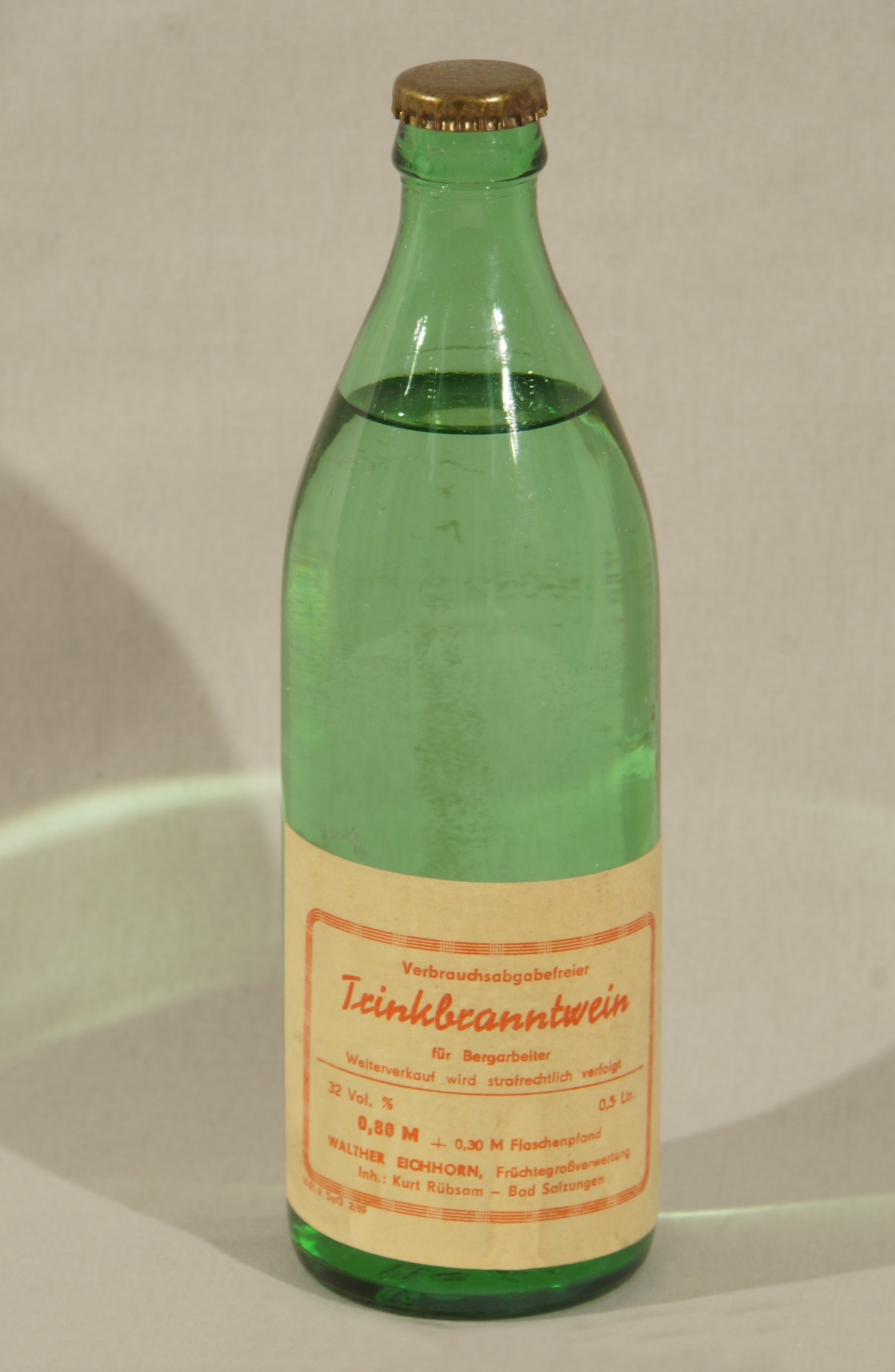 Trinkbranntwein für Bergarbeiter (Werra-Kalibergbau-Museum, Heringen/W. CC BY-NC-SA)