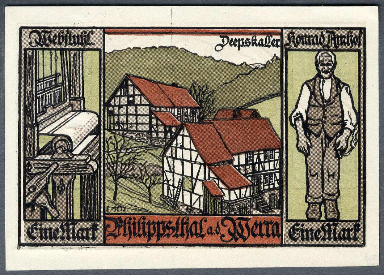 Notgeldschein 'Eine Mark', Philippsthal (Motiv Deepskaller) (Werra-Kalibergbau-Museum, Heringen/W. CC BY-NC-SA)