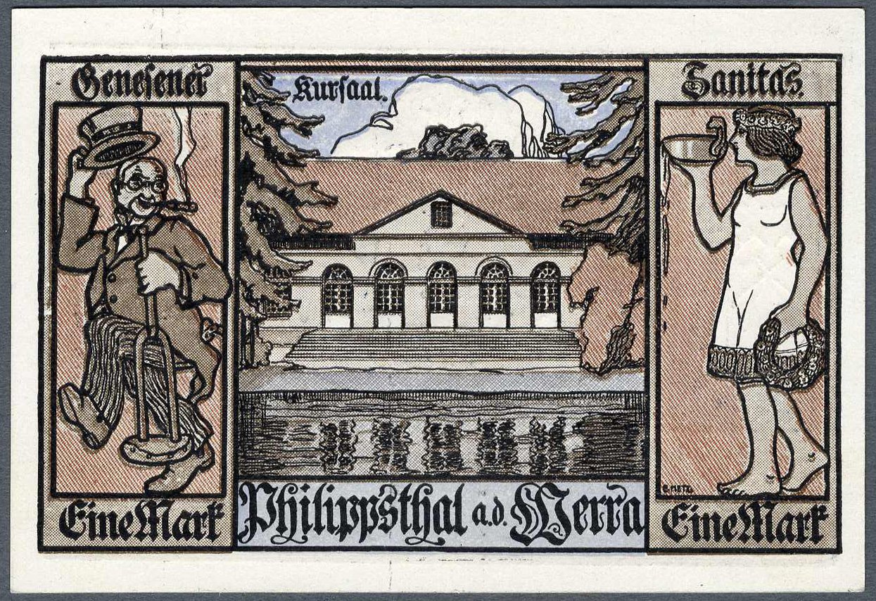 Notgeldschein 'Eine Mark', Philippsthal (Motiv Kursaal) (Werra-Kalibergbau-Museum, Heringen/W. CC BY-NC-SA)