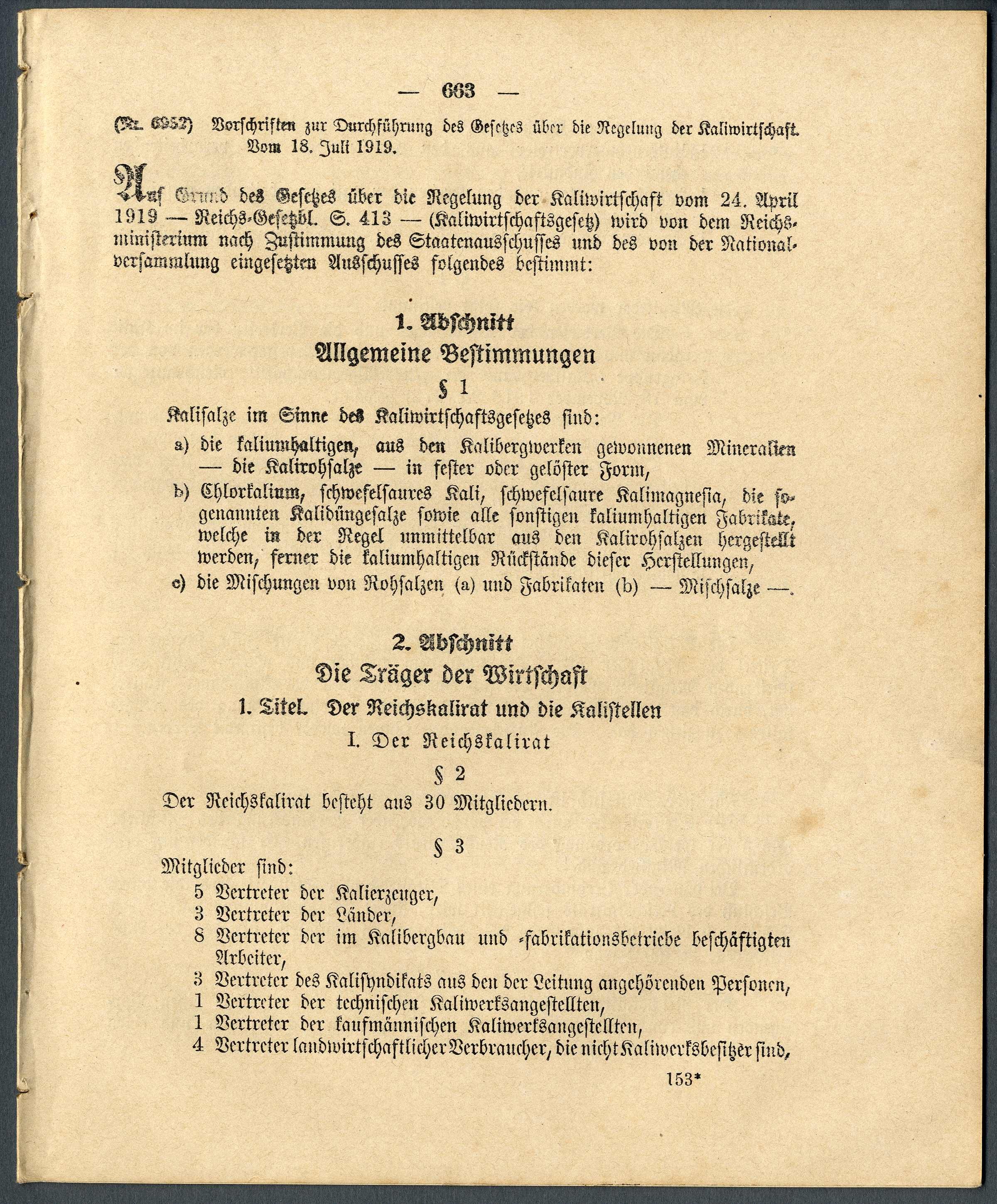 Reichsgesetzblatt 1919 (Auszug S. 663-682) (Werra-Kalibergbau-Museum, Heringen/W. CC BY-NC-SA)