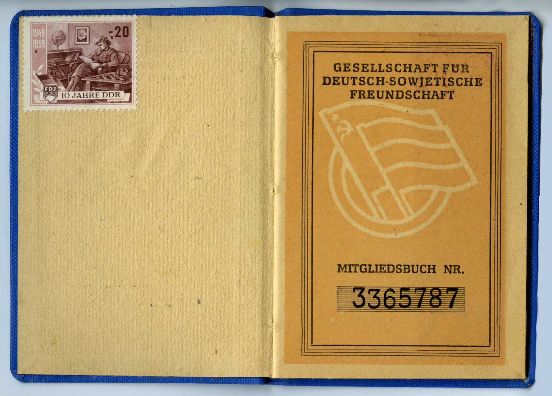 Mitgliedsbuch der 'Gesellschaft für Deutsch-Sowjetische Freundschaft' (Werra-Kalibergbau-Museum, Heringen/W. CC BY-NC-SA)