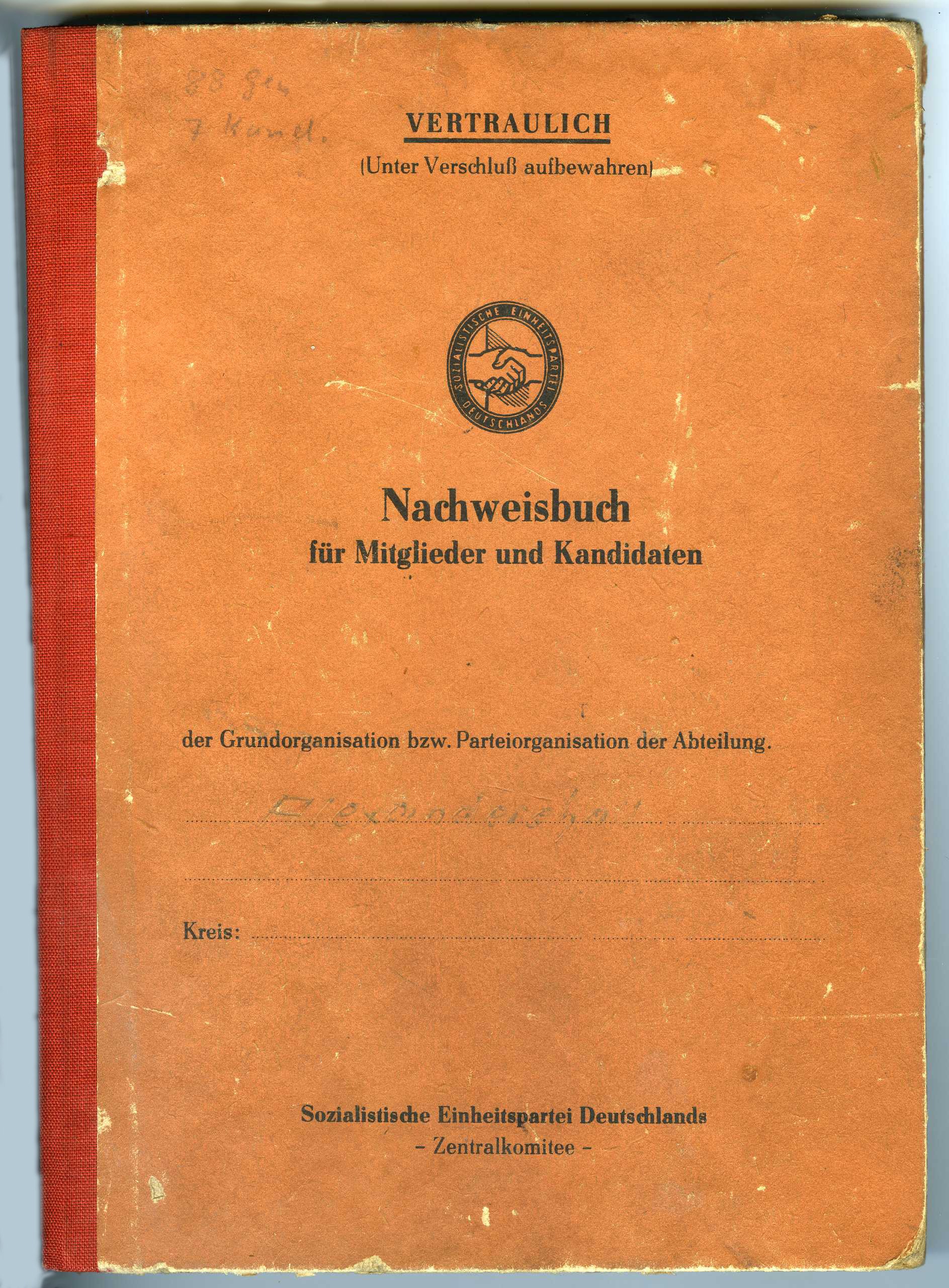 SED-Nachweisbuch für Mitglieder und Kandidaten (Werra-Kalibergbau-Museum, Heringen/W. CC BY-NC-SA)