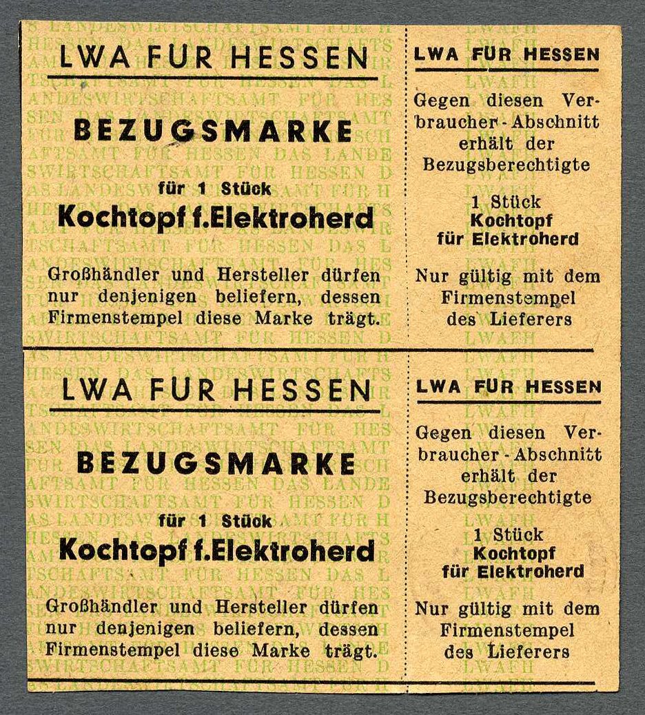 Bezugsmarken für einen Kochtopf für Elektroherd (Werra-Kalibergbau-Museum, Heringen/W. CC BY-NC-SA)