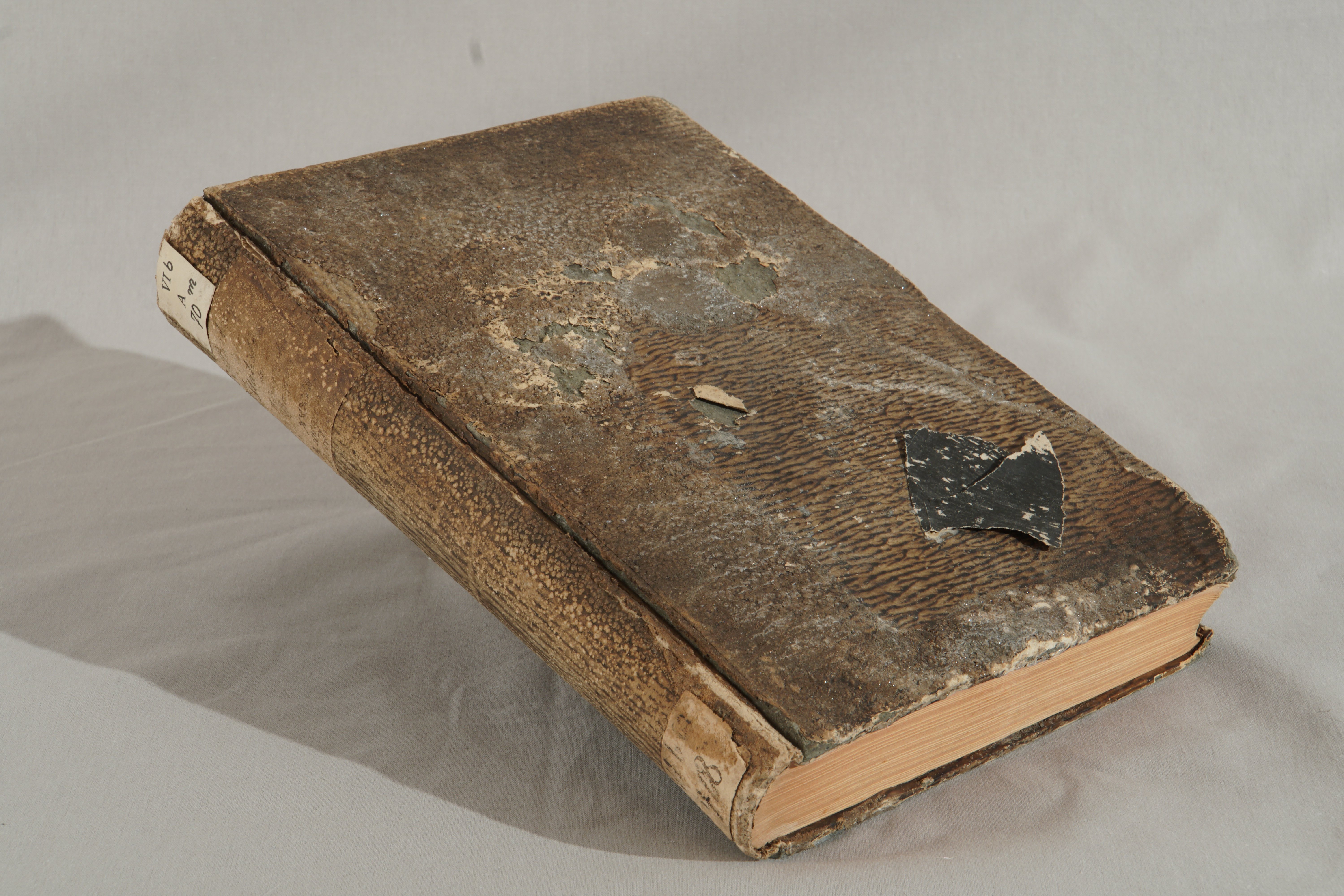 Sog. 'Salzband' (durch Salz und Wasser beschädigtes Buch) (Werra-Kalibergbau-Museum, Heringen/W. CC BY-NC-SA)
