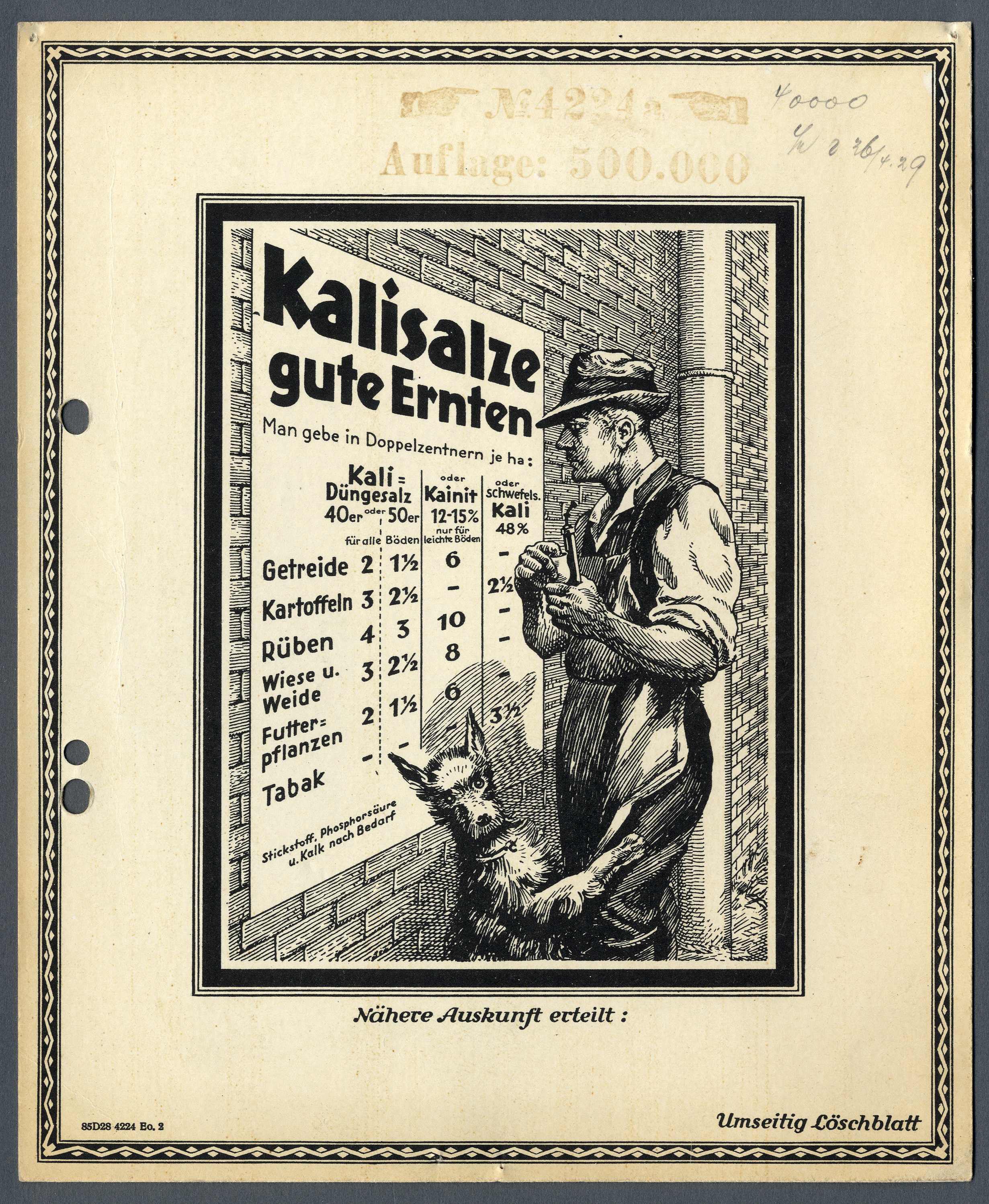 Werbelöschblatt 'Kalisalte - gute Ernten' (Werra-Kalibergbau-Museum, Heringen/W. CC BY-NC-SA)