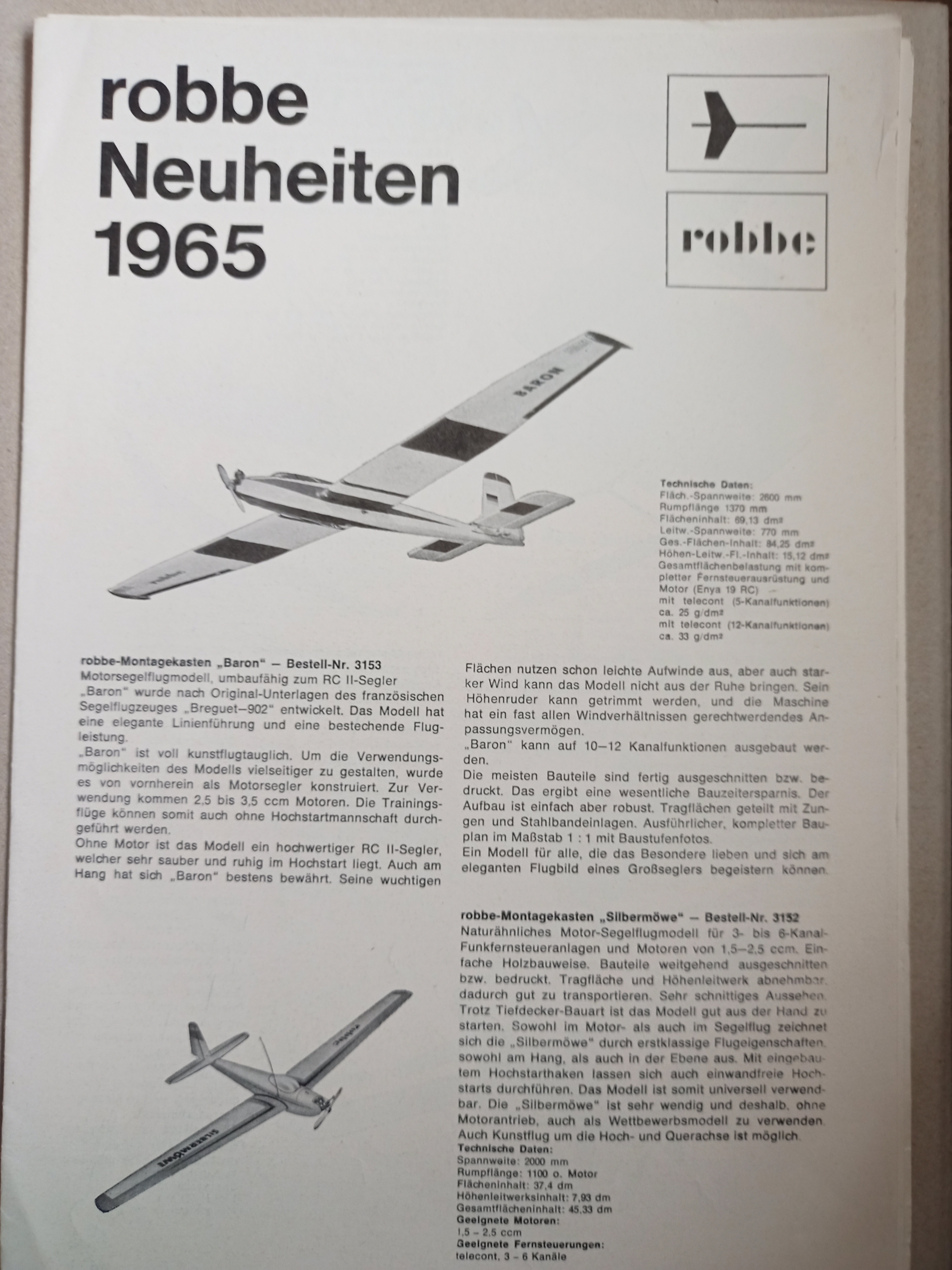 robbe Neuheiten 1966 (Deutsches Segelflugmuseum mit Modellflug CC BY-NC-SA)