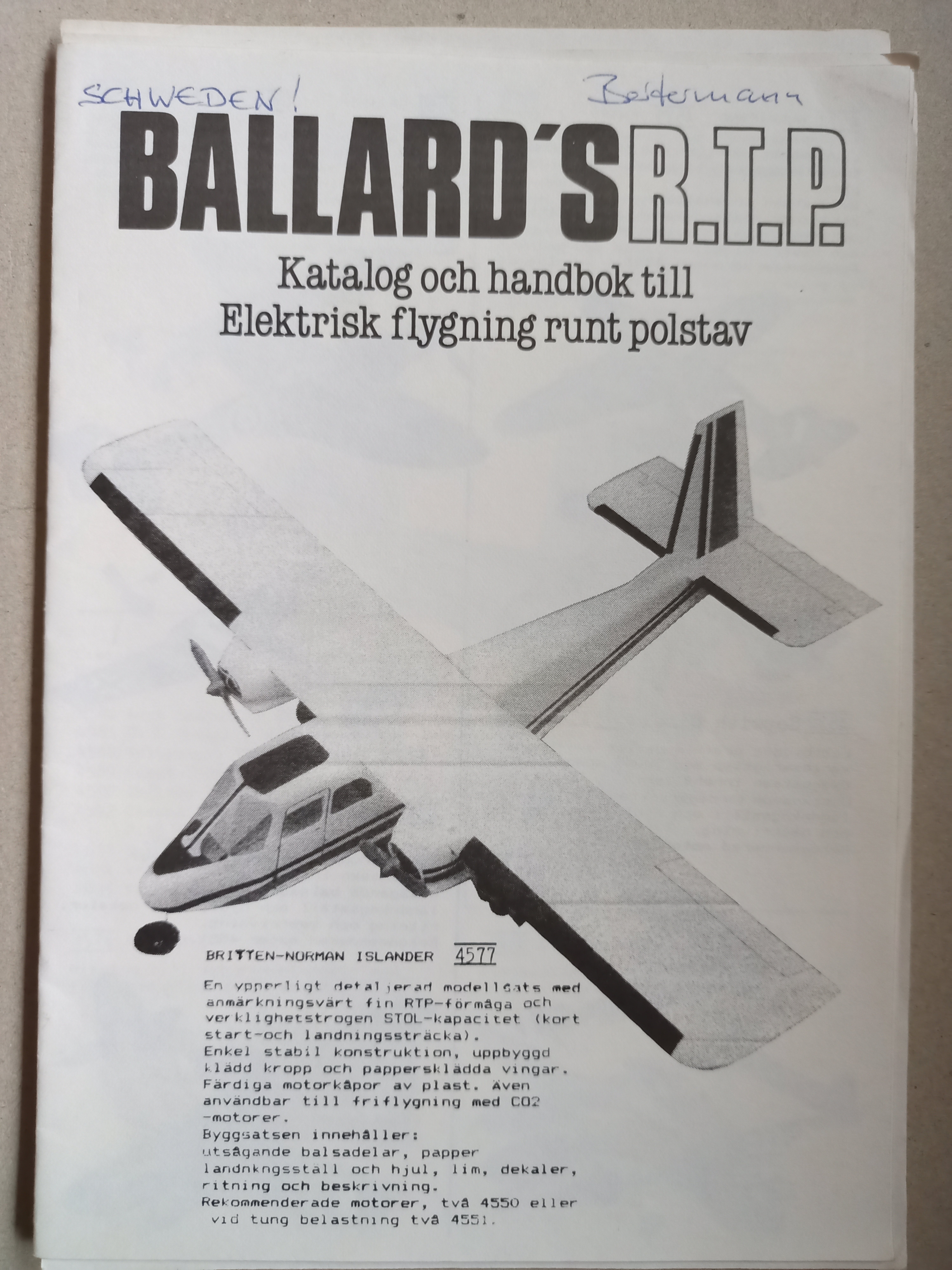 Prospekt Ballards Schweden (Deutsches Segelflugmuseum mit Modellflug CC BY-NC-SA)
