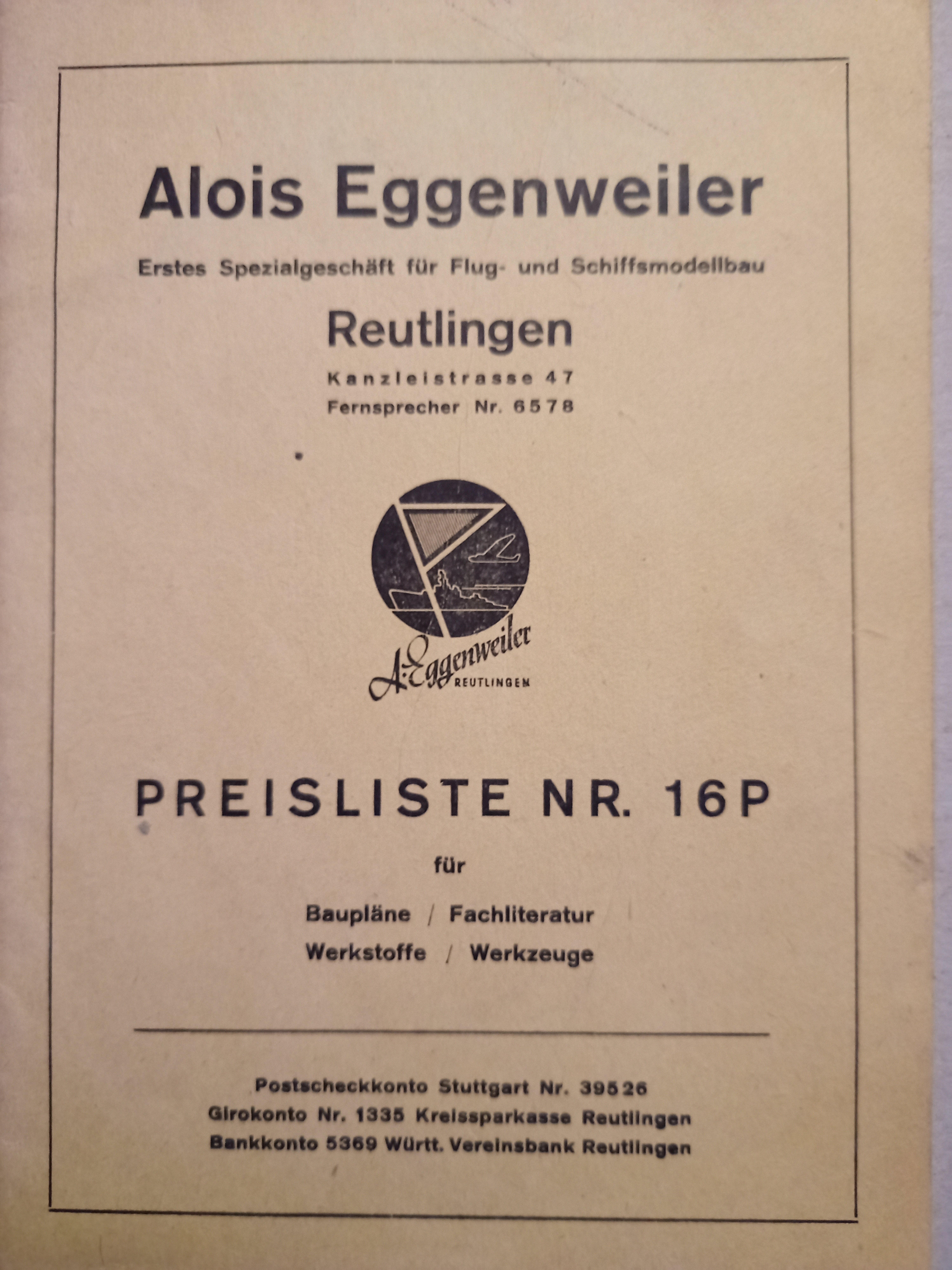 Aeronaut Preisliste (Deutsches Segelflugmuseum mit Modellflug CC BY-NC-SA)
