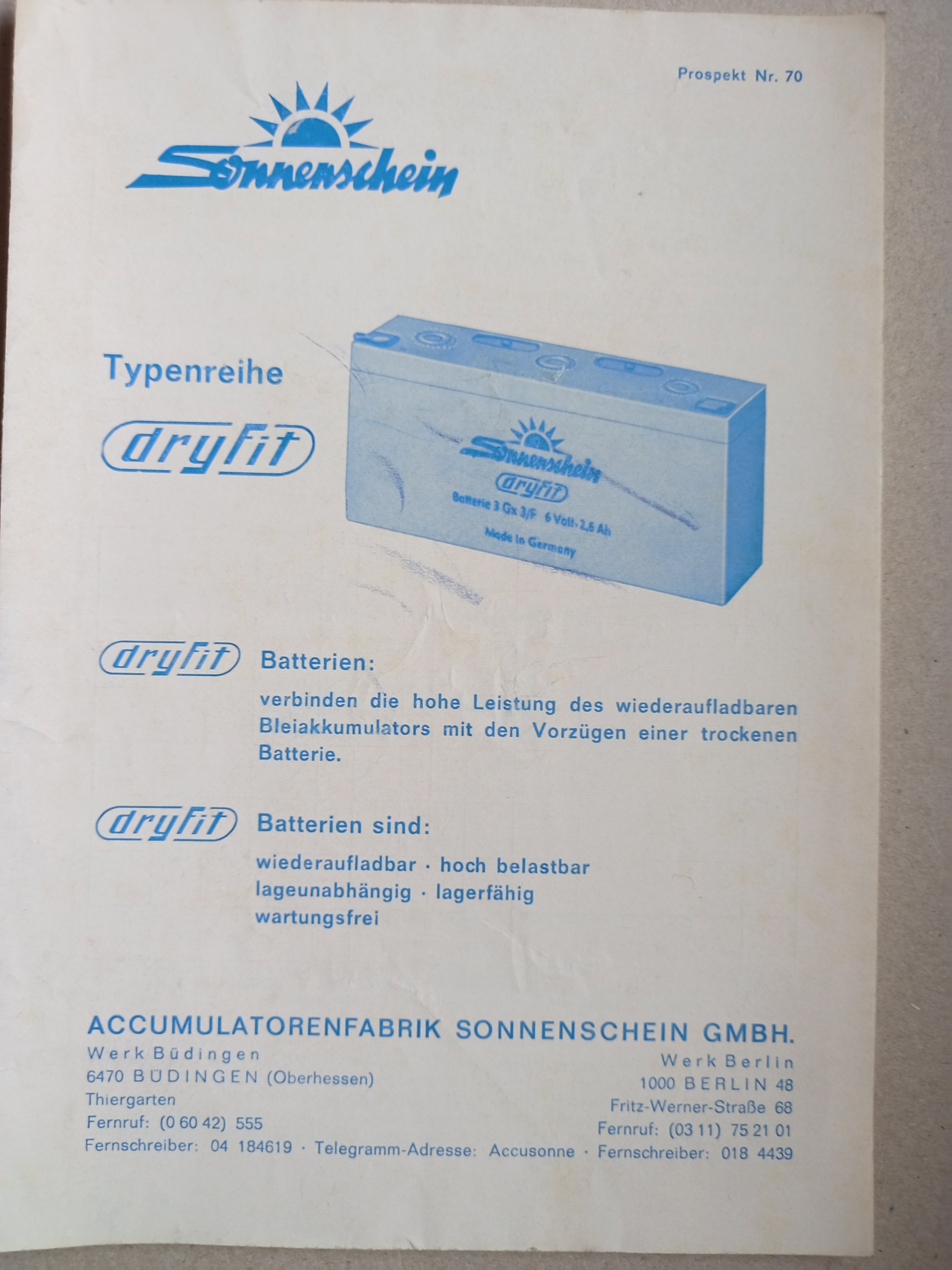 Sonnenschein Akkus - technische Daten (Deutsches Segelflugmuseum mit Modellflug CC BY-NC-SA)
