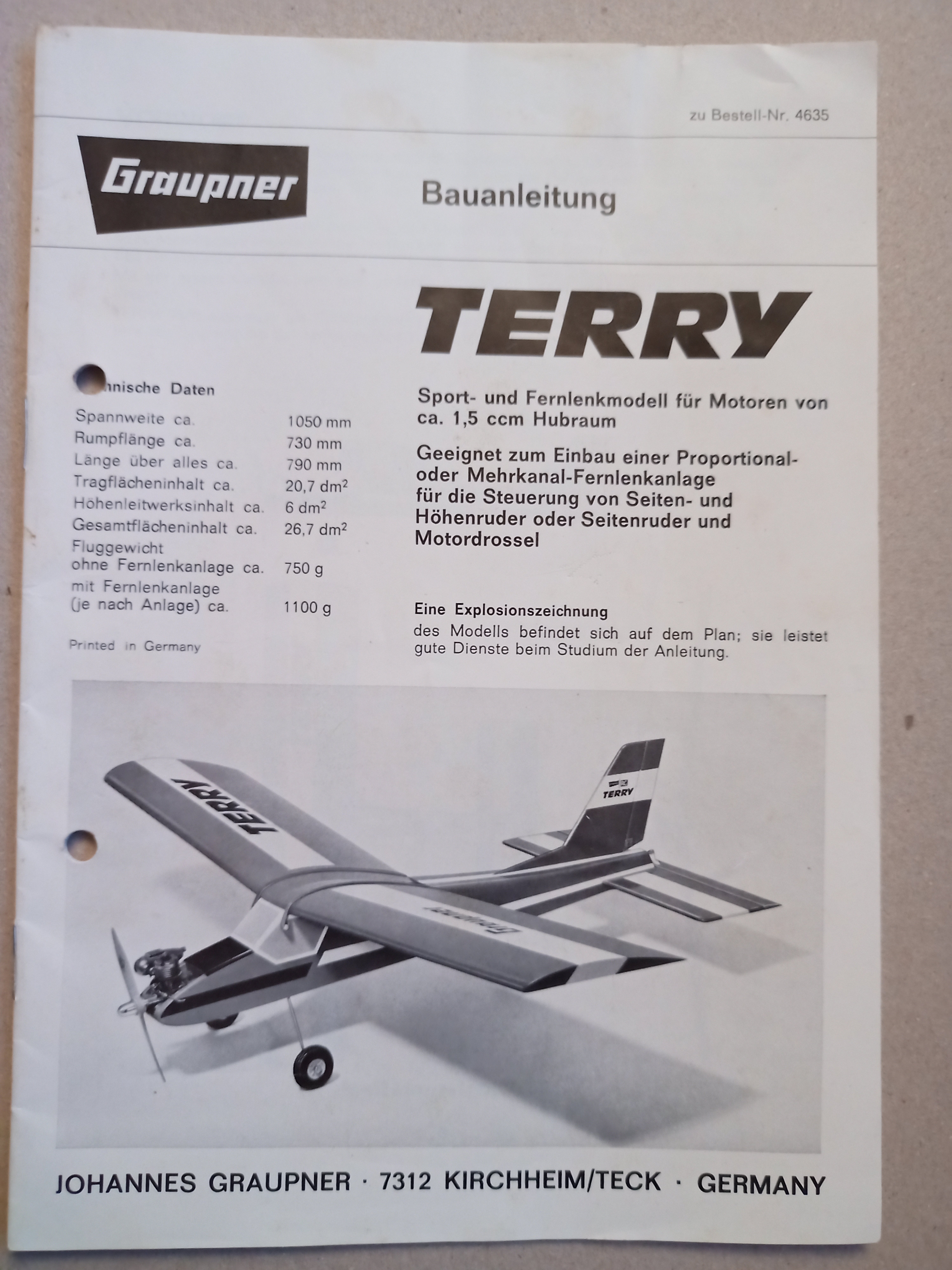 Graupner Bauanleitung Terry (Deutsches Segelflugmuseum mit Modellflug CC BY-NC-SA)