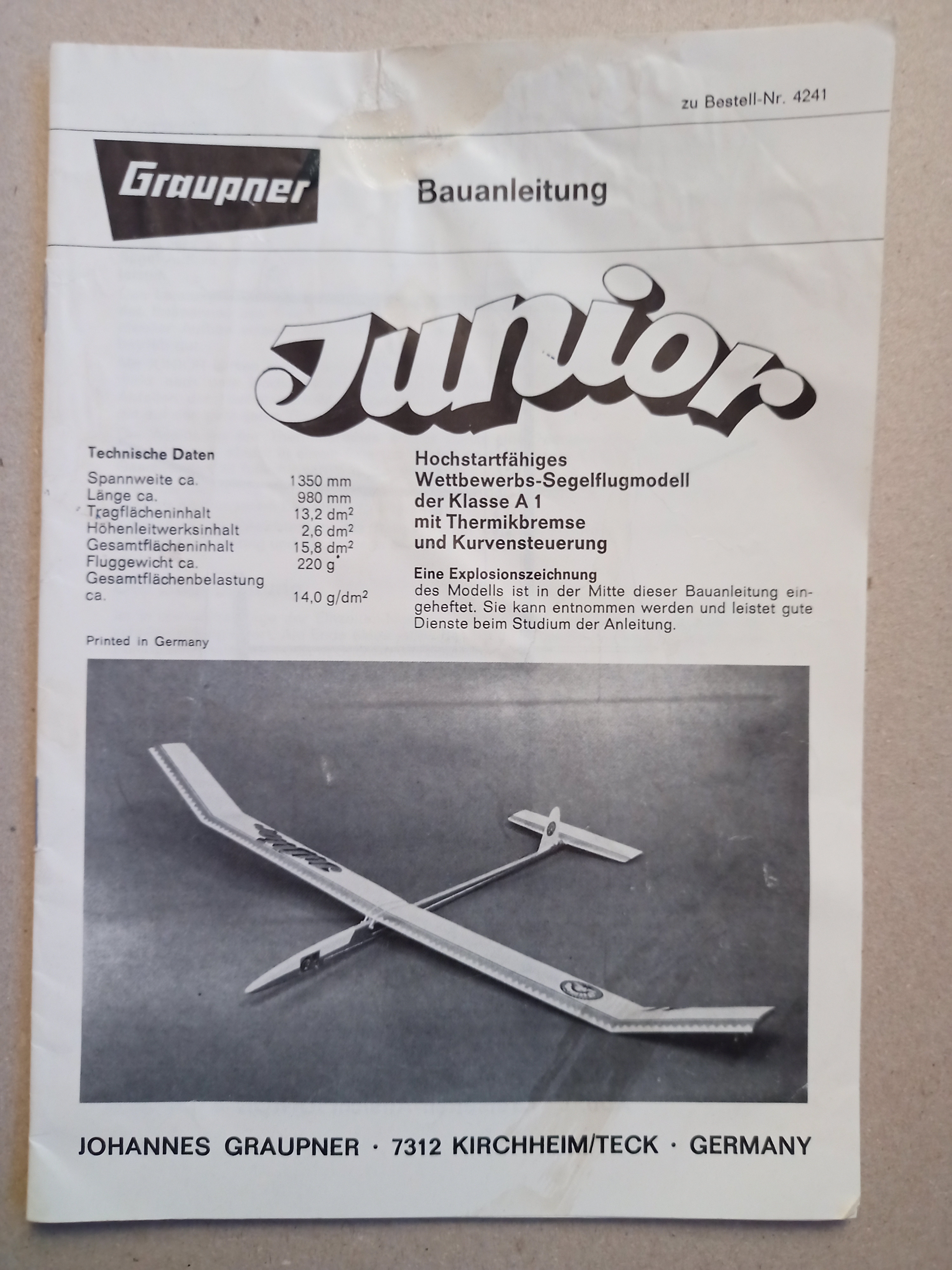Graupner Bauanleitung Junior (Deutsches Segelflugmuseum mit Modellflug CC BY-NC-SA)
