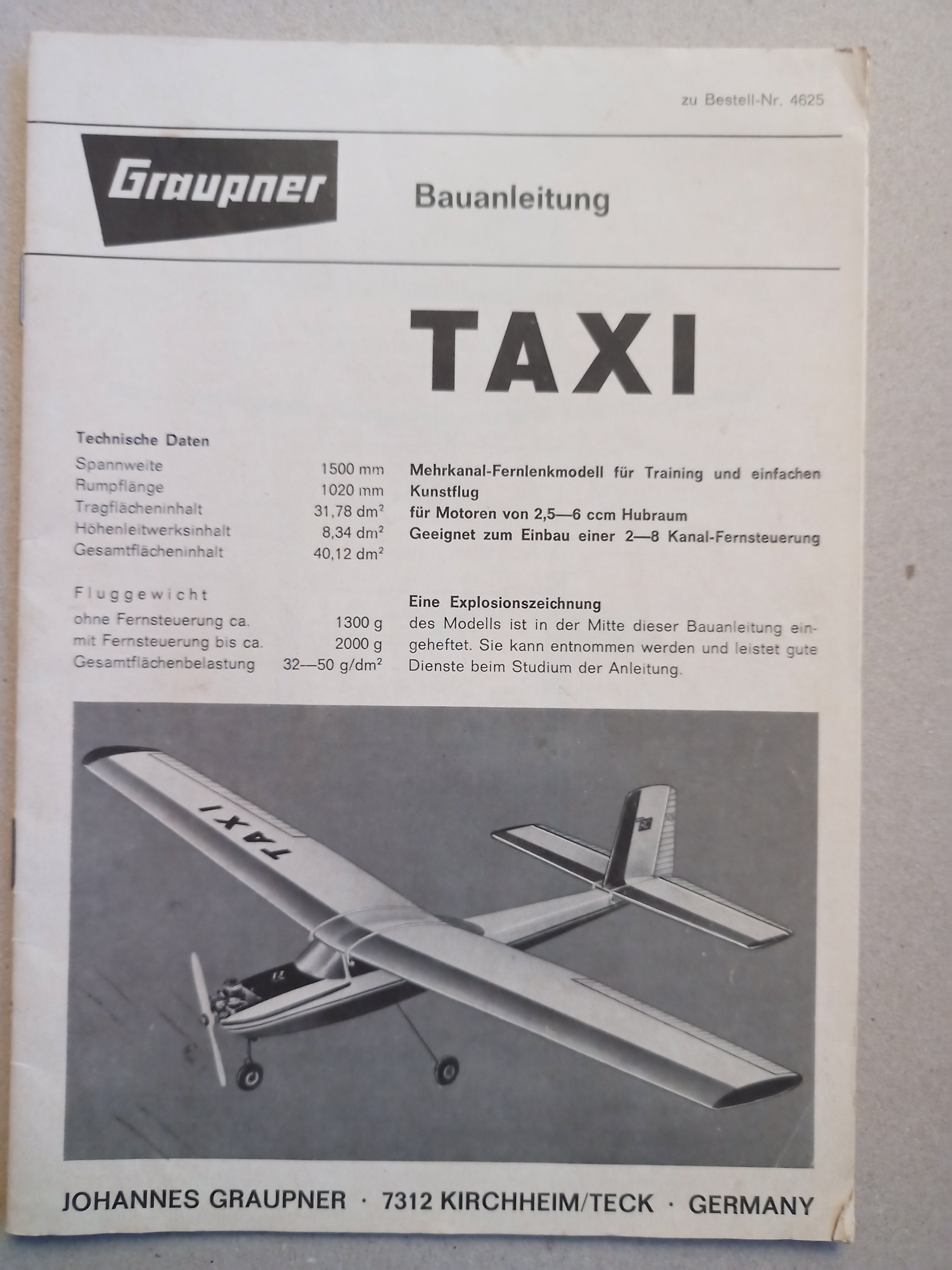 Graupner Bauanleitung Taxi (Deutsches Segelflugmuseum mit Modellflug CC BY-NC-SA)