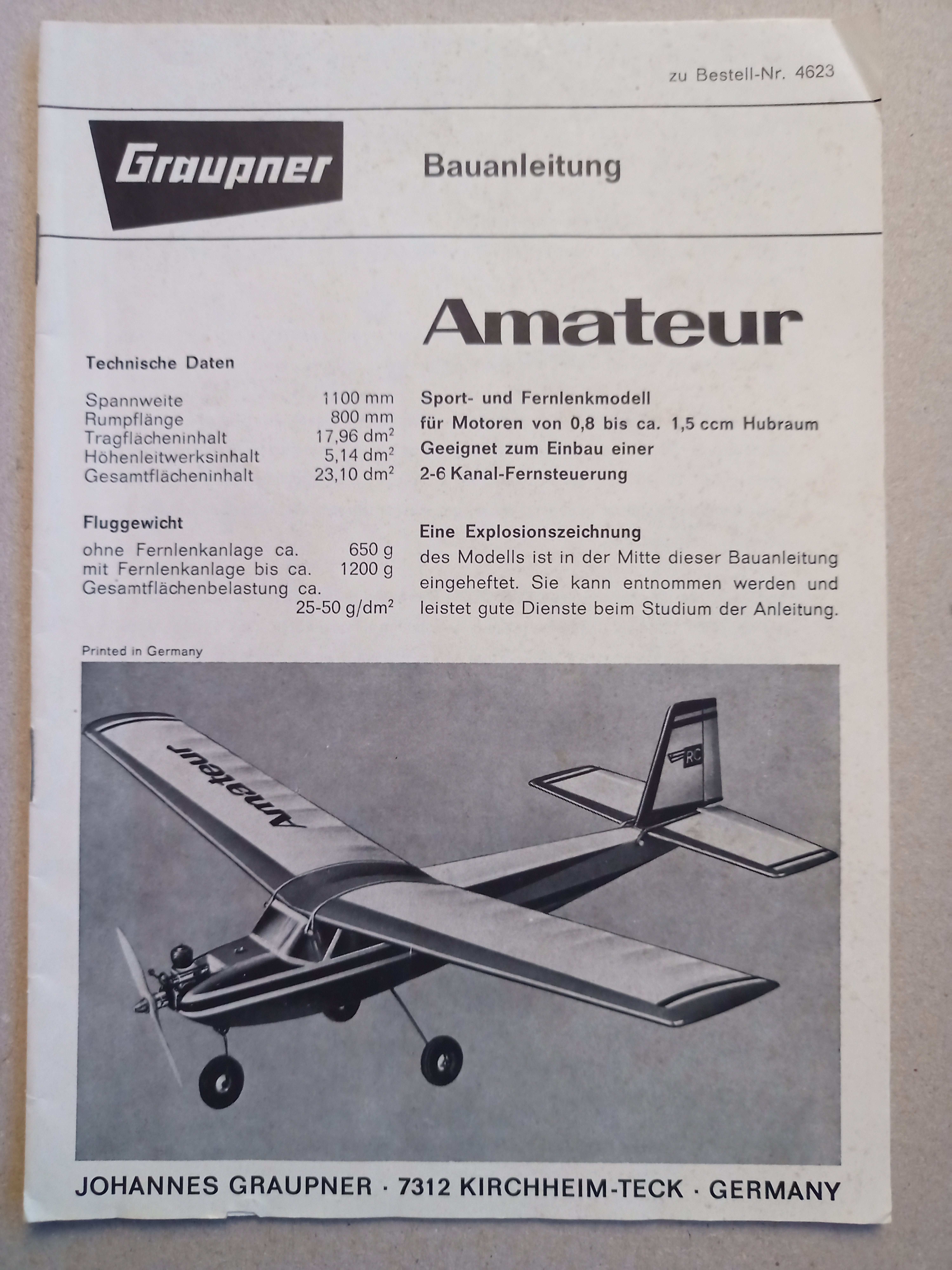 Graupner Bauanleitung Amateur (Deutsches Segelflugmuseum mit Modellflug CC BY-NC-SA)