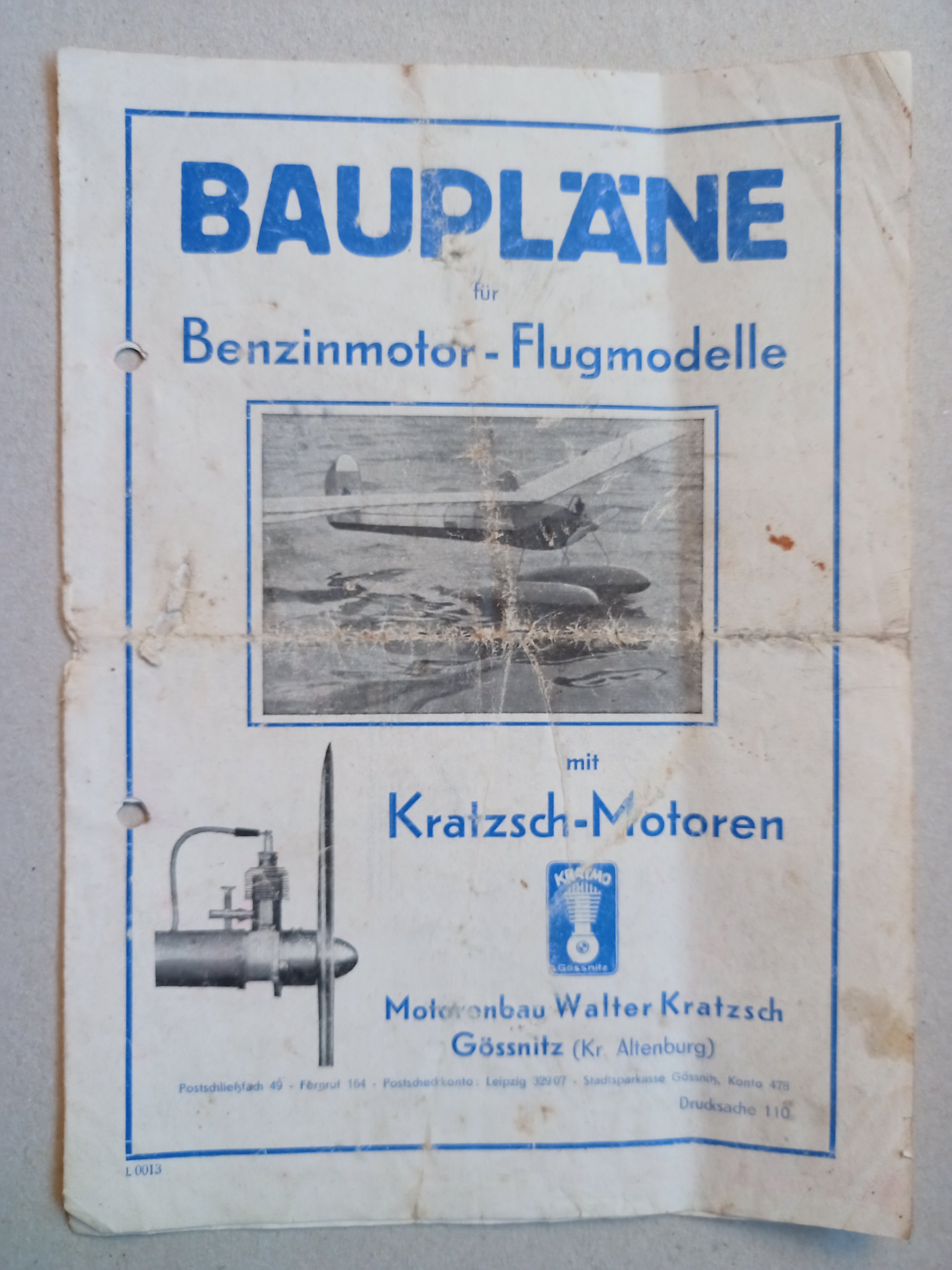 Prospekt für Baupläne Flugmodelle für Kratmo (Deutsches Segelflugmuseum mit Modellflug CC BY-NC-SA)
