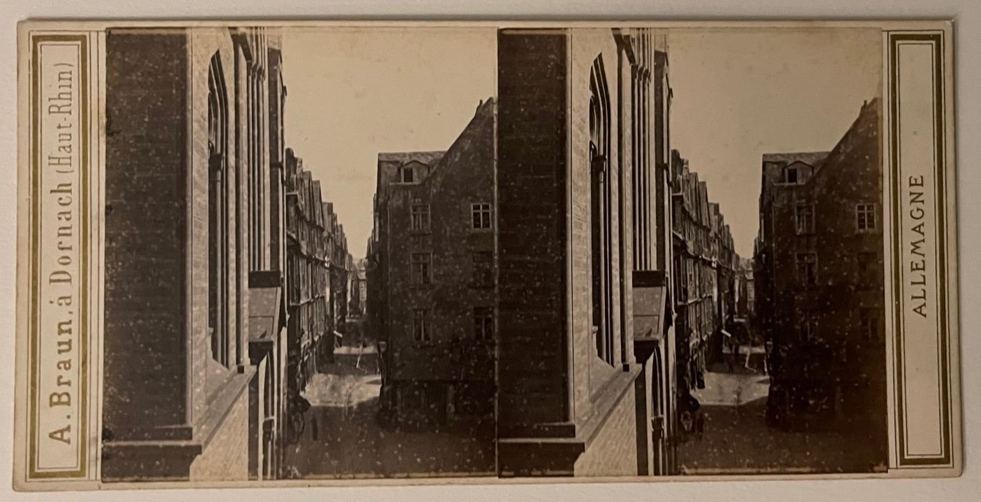 Stereobild, Adolphe Braun, Frankfurt a. M., Die Judengasse, ca. 1865. (Taunus-Rhein-Main - Regionalgeschichtliche Sammlung Dr. Stefan Naas CC BY-NC-SA)