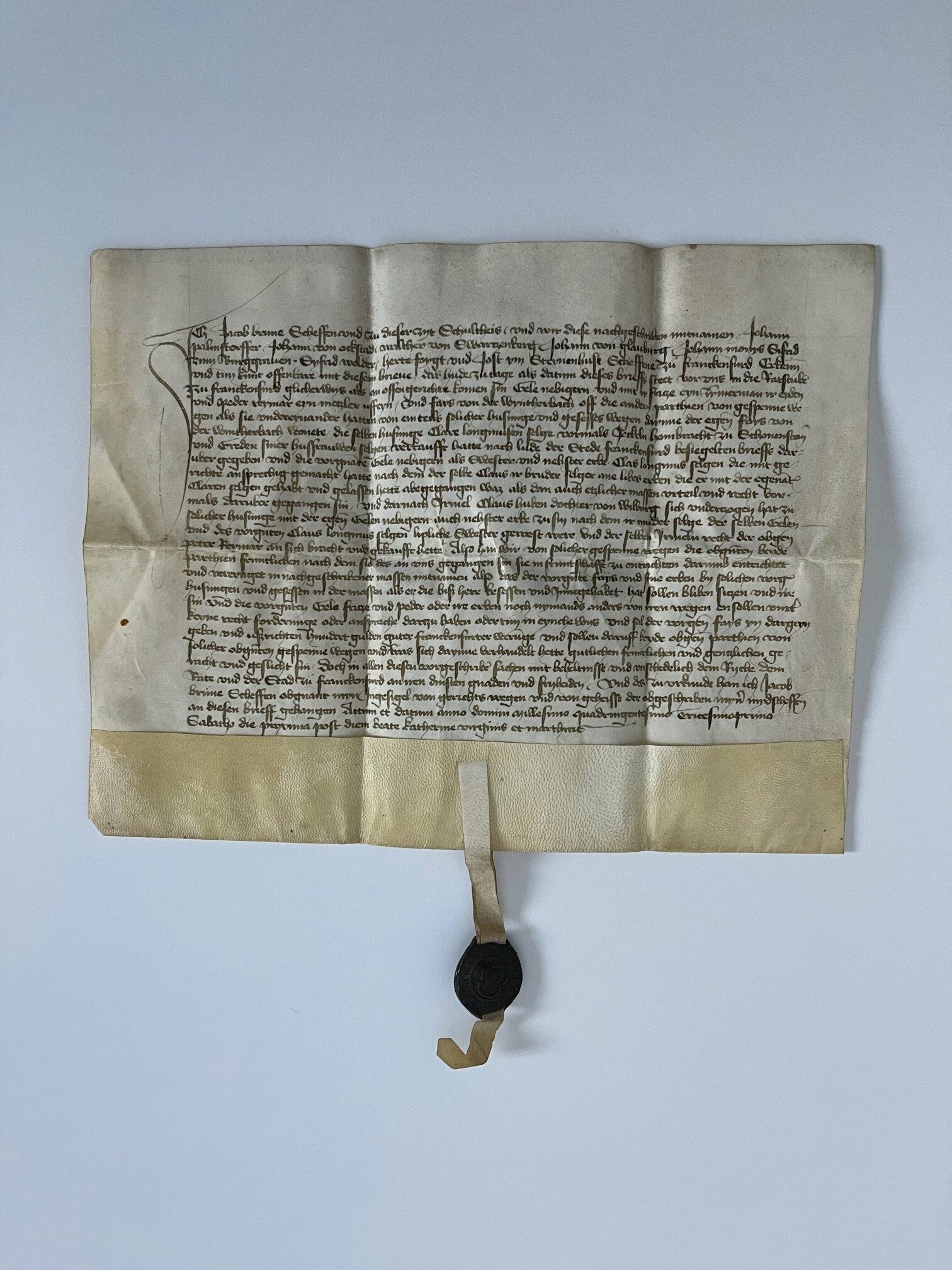 Urteilsbrief, Frankfurt, 1421 (Taunus-Rhein-Main - Regionalgeschichtliche Sammlung Dr. Stefan Naas CC BY-NC-SA)
