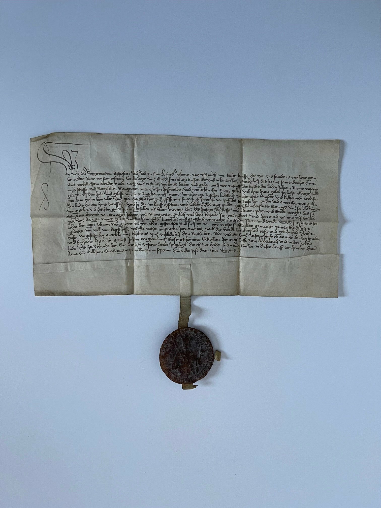 Urkunde, Währschaftsbriefder Frankfurter Stadtkanzlei, 1437 (Taunus-Rhein-Main - Regionalgeschichtliche Sammlung Dr. Stefan Naas CC BY-NC-SA)