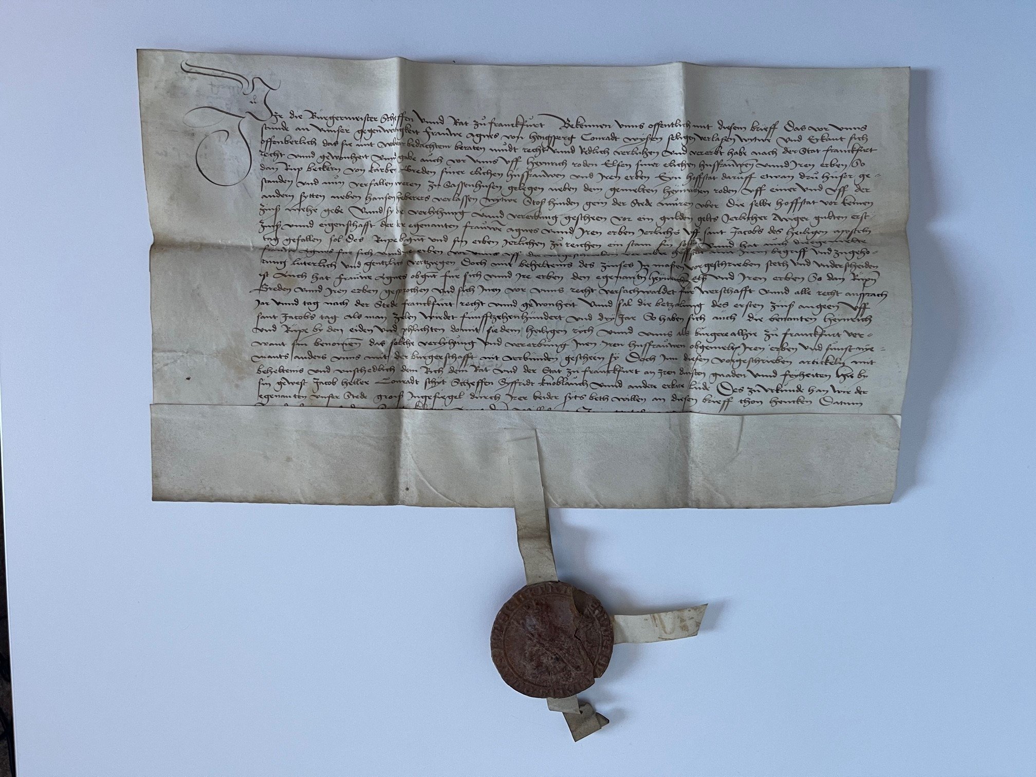 Urkunde, Testament der Agnes Weiß, Frau des Conrad Weiß von Limpurg, 1501 (Taunus-Rhein-Main - Regionalgeschichtliche Sammlung Dr. Stefan Naas CC BY-NC-SA)