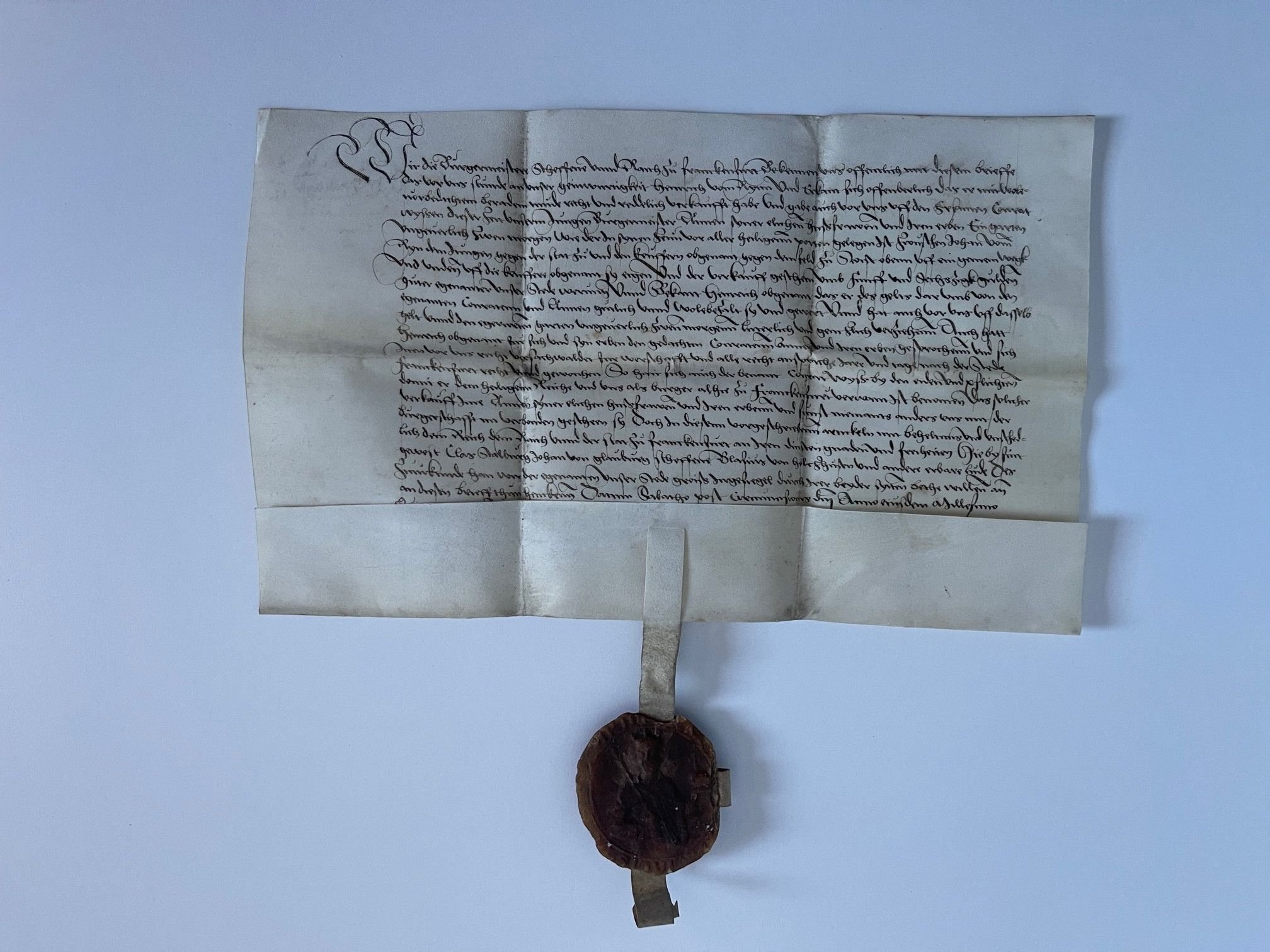 Währschaftsbrief, Frankfurt, Kauf eines Garten Conrad Weiß von Limpurg, 1523 (Taunus-Rhein-Main - Regionalgeschichtliche Sammlung Dr. Stefan Naas CC BY-NC-SA)