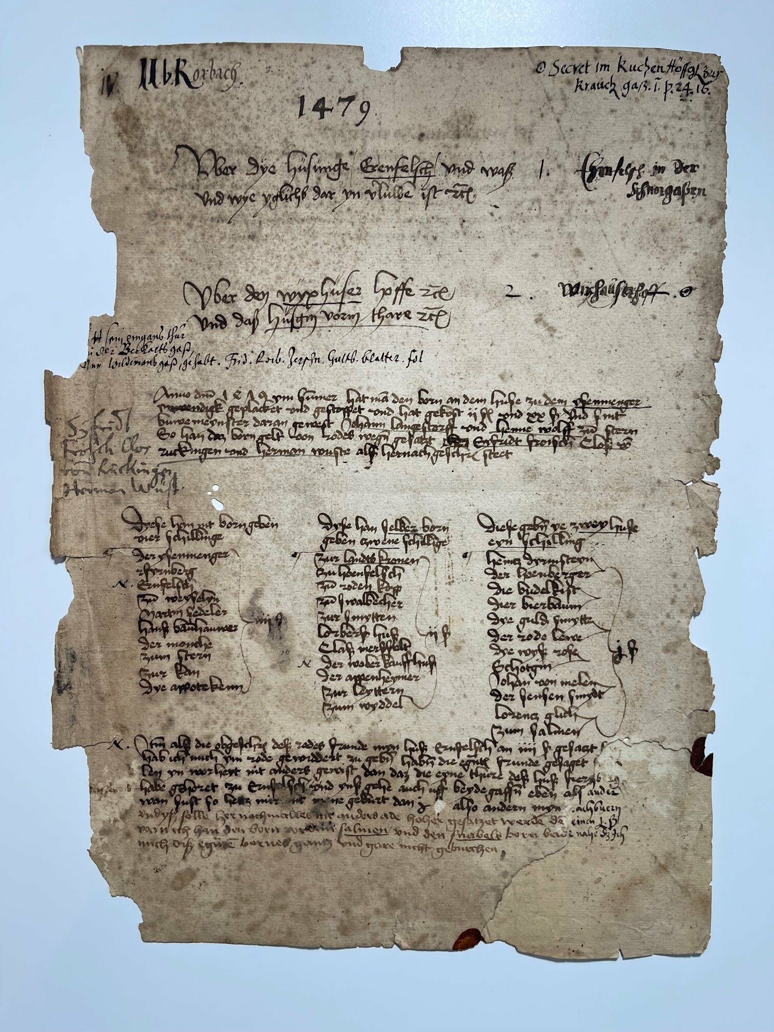 Handschrift, Über dye Hüsunge Ehrenfels usw. , 1479 (Taunus-Rhein-Main - Regionalgeschichtliche Sammlung Dr. Stefan Naas CC BY-NC-SA)