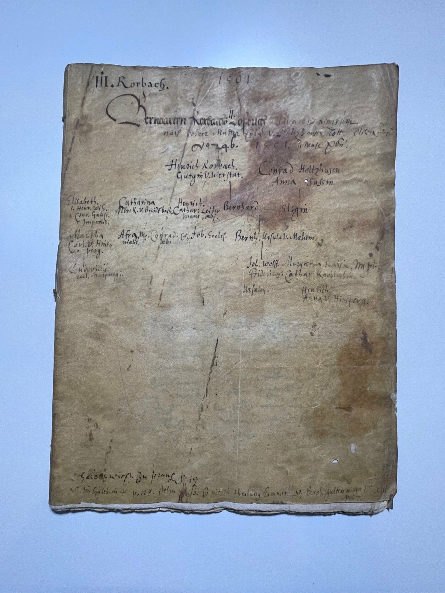 Handschrift, Erbteilung nach Bernhard Rorbachs Tod, ca. 1501 (Taunus-Rhein-Main - Regionalgeschichtliche Sammlung Dr. Stefan Naas CC BY-NC-SA)