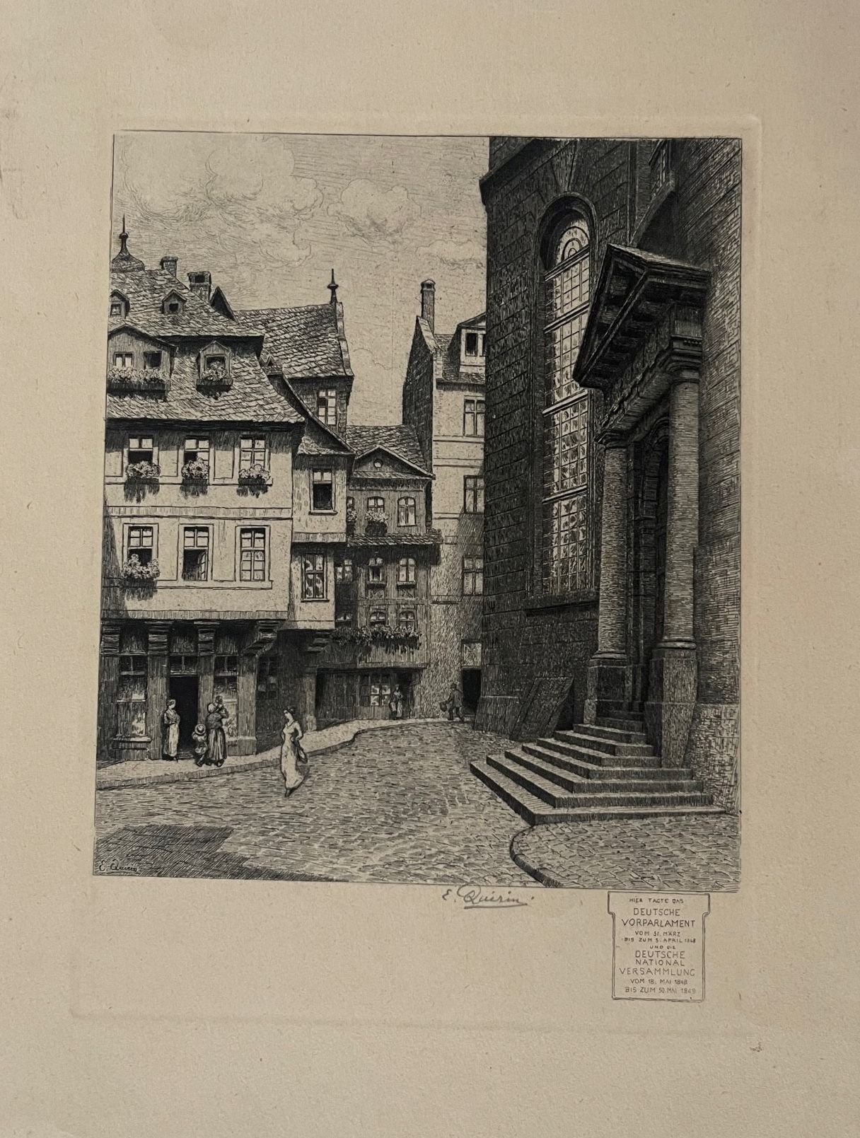 Radierung, Eberhard Quirin, Frankfurt, Paulskirche, ca. 1920 (Taunus-Rhein-Main - Regionalgeschichtliche Sammlung Dr. Stefan Naas CC BY-NC-SA)