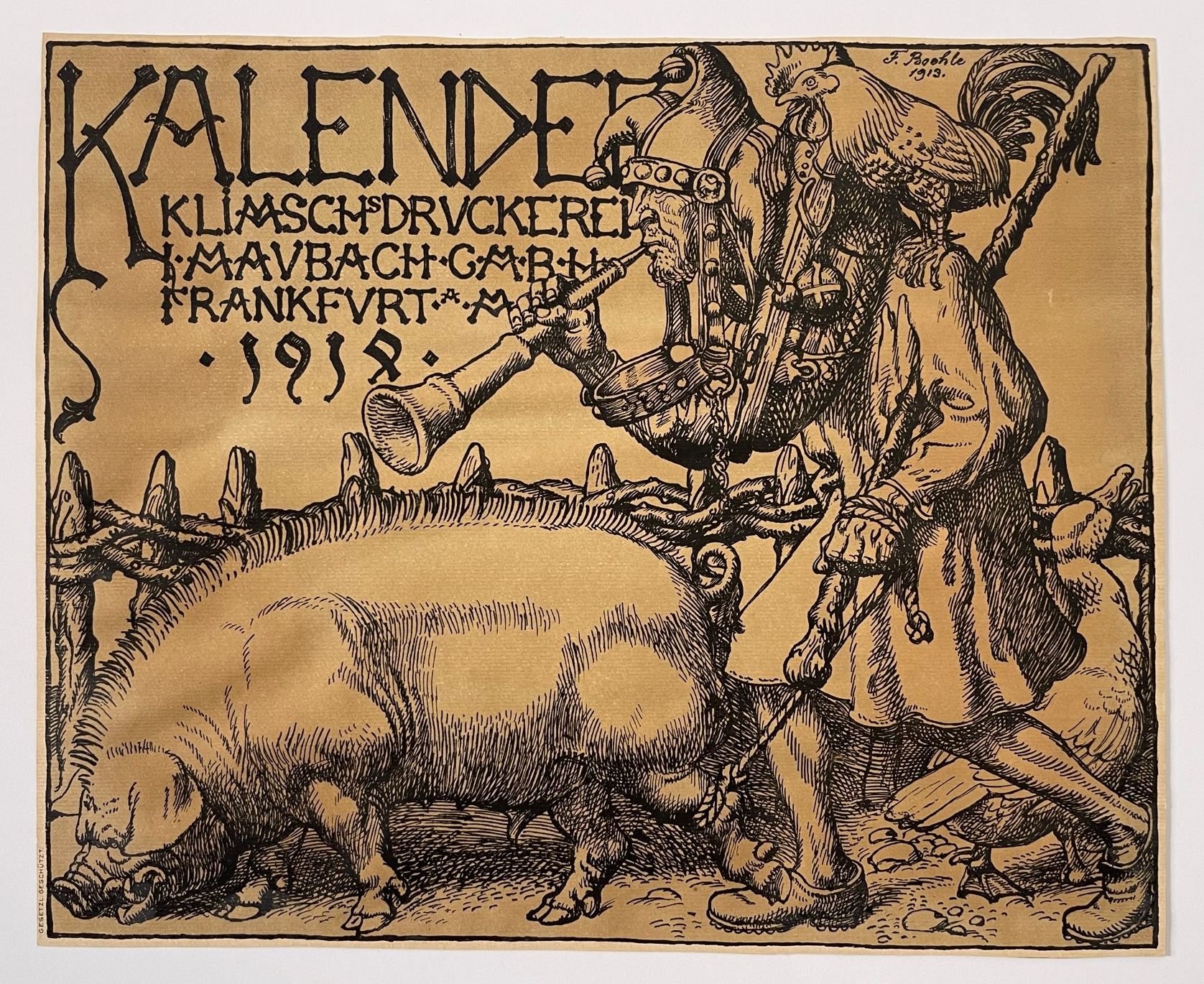 Fritz Boehle, Kalender der Druckerei Klimsch, Frankfurt, 1914 (Taunus-Rhein-Main - Regionalgeschichtliche Sammlung Dr. Stefan Naas CC BY-NC-SA)