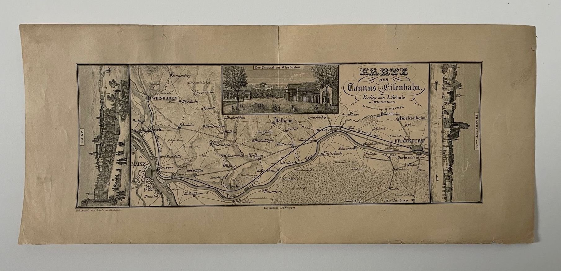Karte der Taunus-Eisenbahn, ca. 1850. (Taunus-Rhein-Main - Regionalgeschichtliche Sammlung Dr. Stefan Naas CC BY-NC-SA)