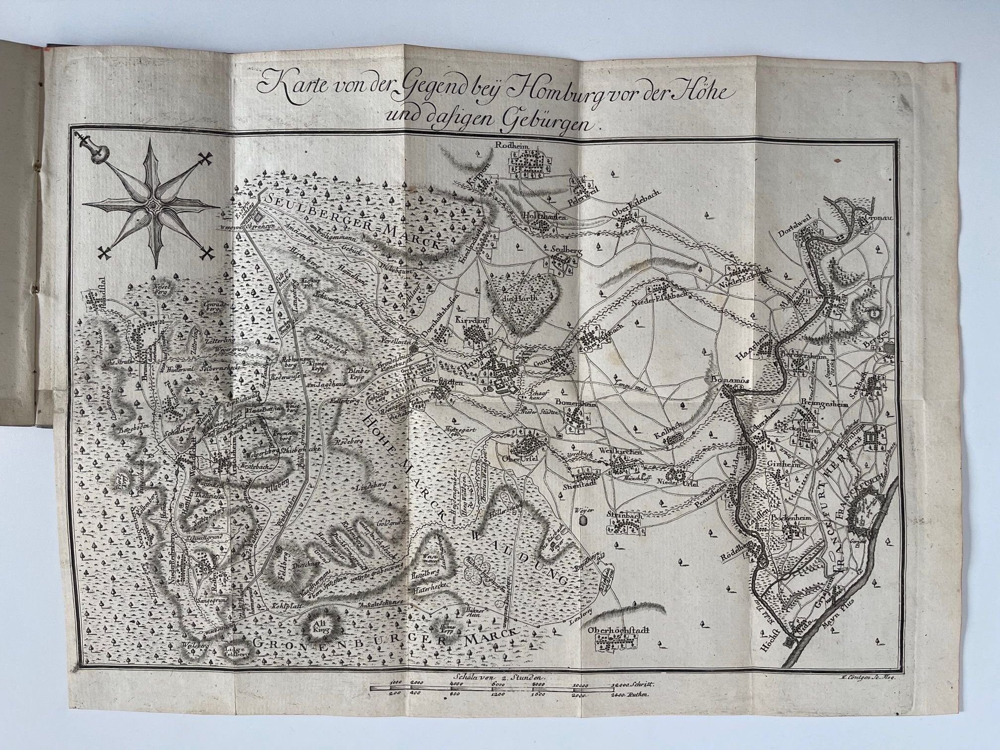 Karte, Heinrich Hugo Cöntgen, Die Gegend bei Homburg, 1777 (Taunus-Rhein-Main - Regionalgeschichtliche Sammlung Dr. Stefan Naas CC BY-NC-SA)