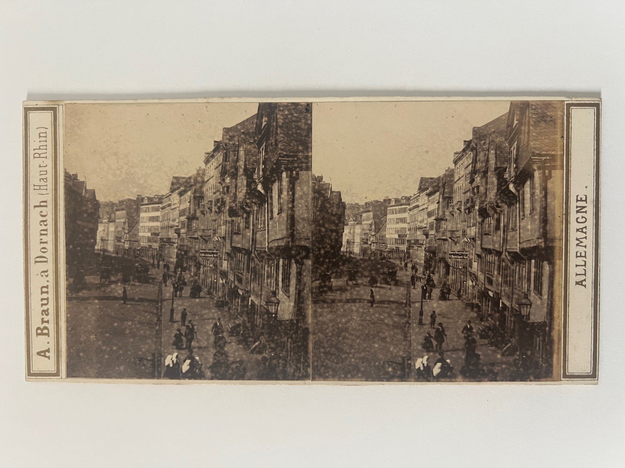 Stereobild, Adolphe Braun, Frankfurt, Nr. 2458, Die Zeil, ca. 1865. (Taunus-Rhein-Main - Regionalgeschichtliche Sammlung Dr. Stefan Naas CC BY-NC-SA)