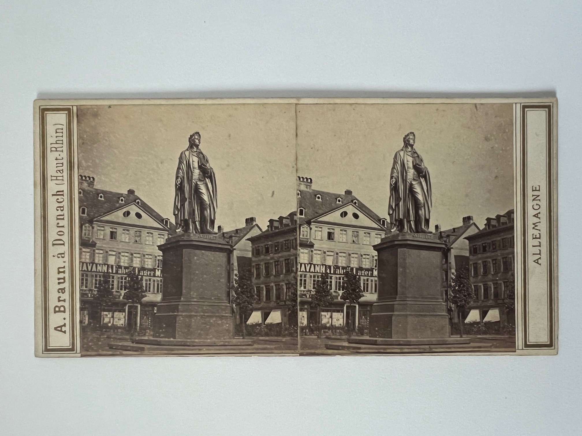 Stereobild, Adolphe Braun, Frankfurt, Schiller-Denkmal, ca. 1865. (Taunus-Rhein-Main - Regionalgeschichtliche Sammlung Dr. Stefan Naas CC BY-NC-SA)