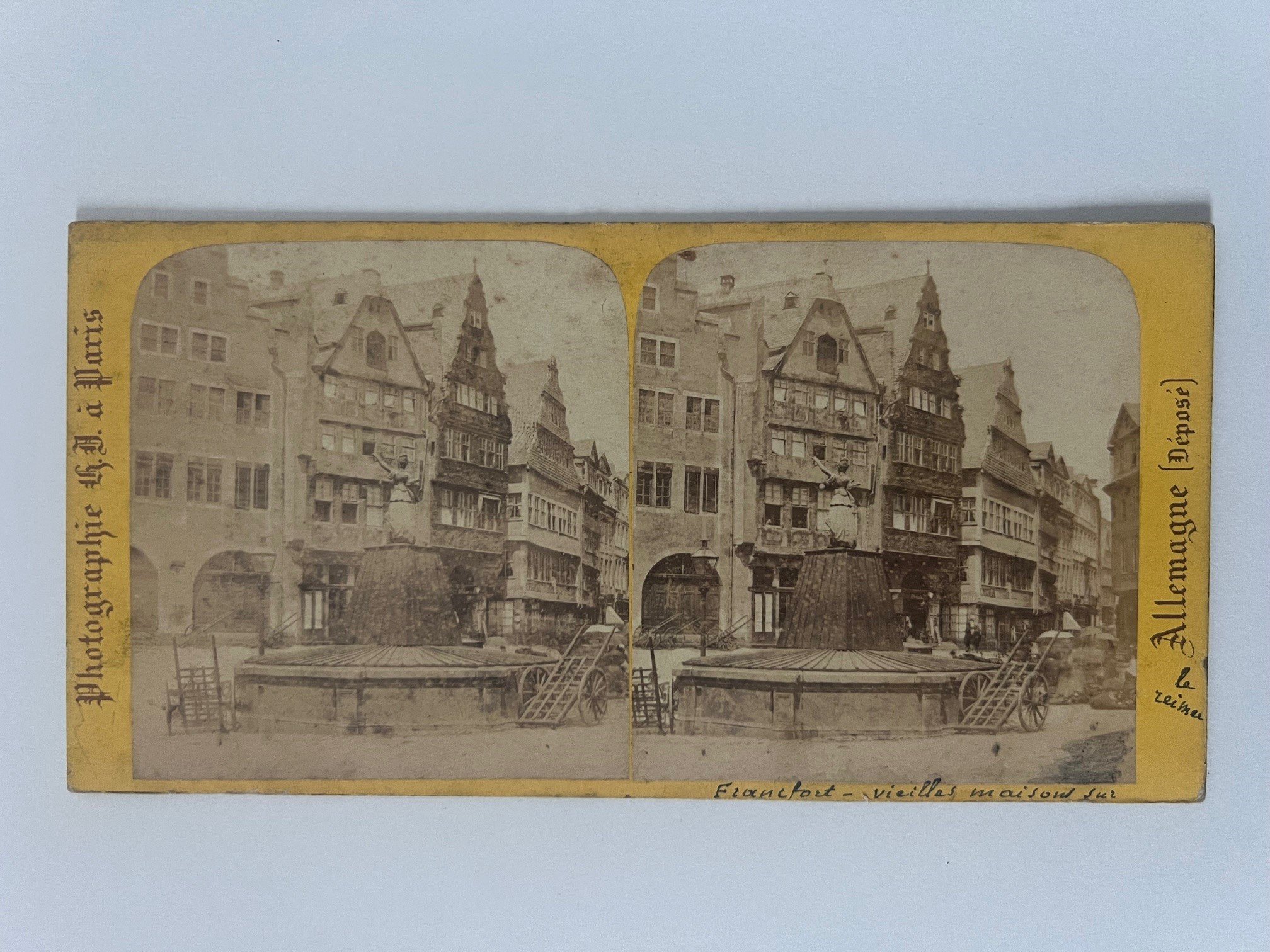 Stereobild, Hippolyte Jouvin, Nr. 383, Vieilles maisons, pres le Roemer, ca. 1868. (Taunus-Rhein-Main - Regionalgeschichtliche Sammlung Dr. Stefan Naas CC BY-NC-SA)