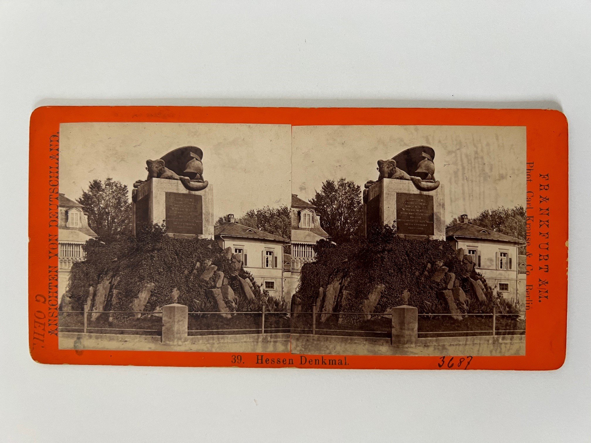 Stereobild, Carl Krause, Frankfurt, Nr. 39, Hessen-Denkmal, ca. 1880. (Taunus-Rhein-Main - Regionalgeschichtliche Sammlung Dr. Stefan Naas CC BY-NC-SA)